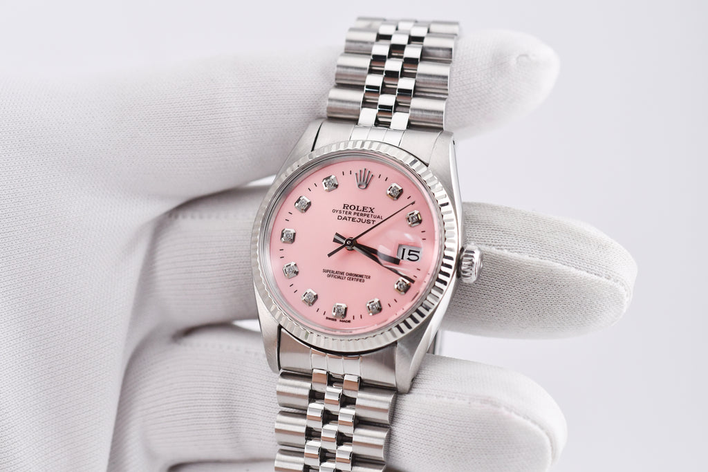 Rolex Datejust 36mm Ref 16014 Custom Pink Diamond Dial