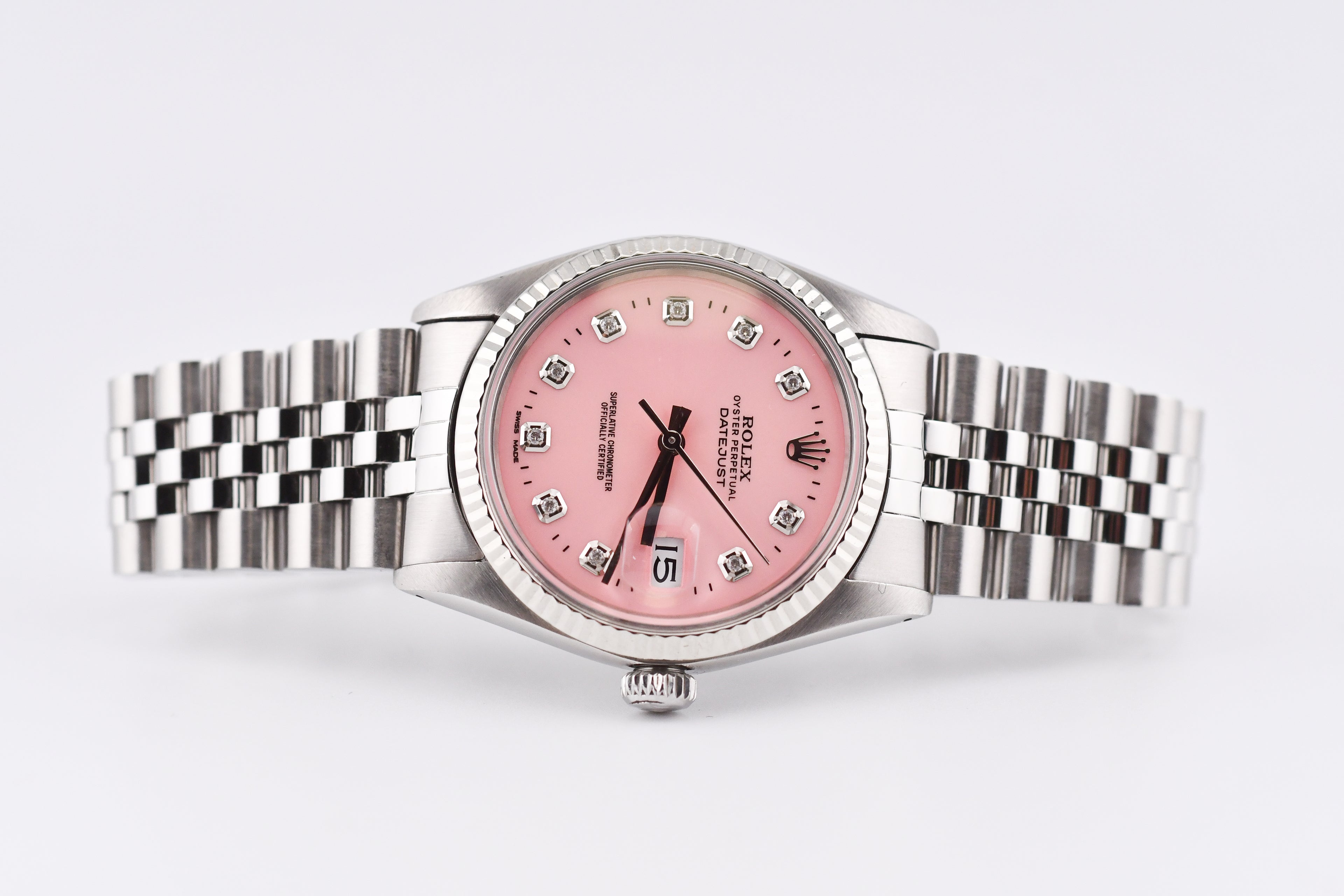 Rolex Datejust 36mm Ref 16014 Custom Pink Diamond Dial