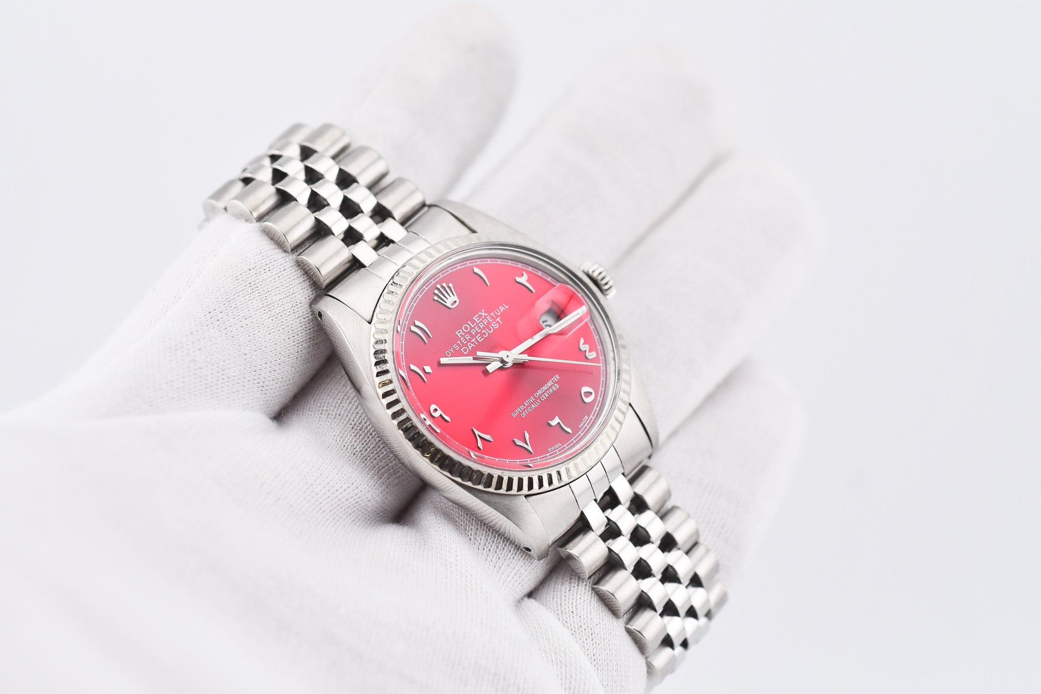 Rolex Datejust 36mm Ref 16014 Custom Red Arabic Dial