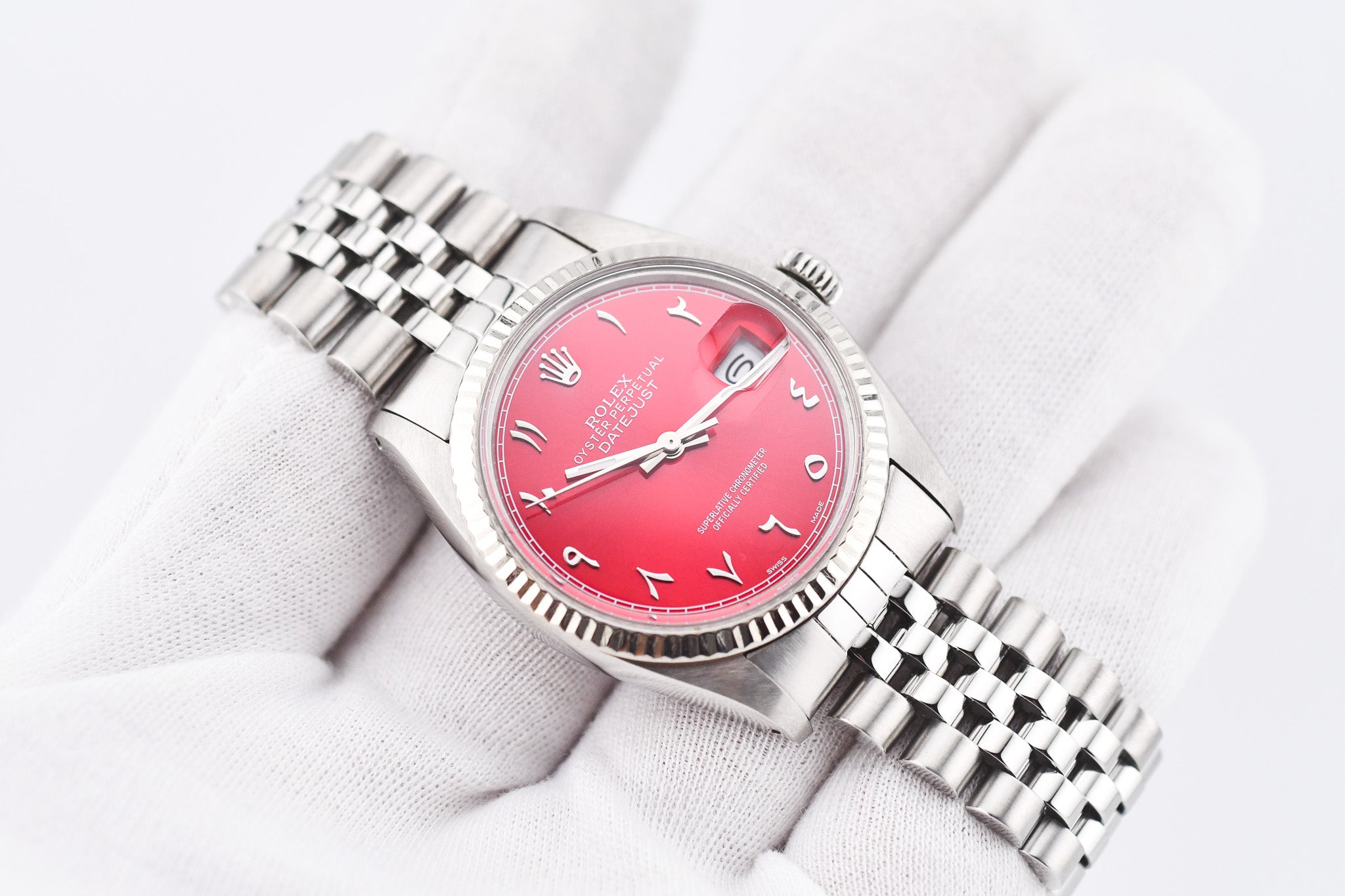Rolex Datejust 36mm Ref 16014 Custom Red Arabic Dial