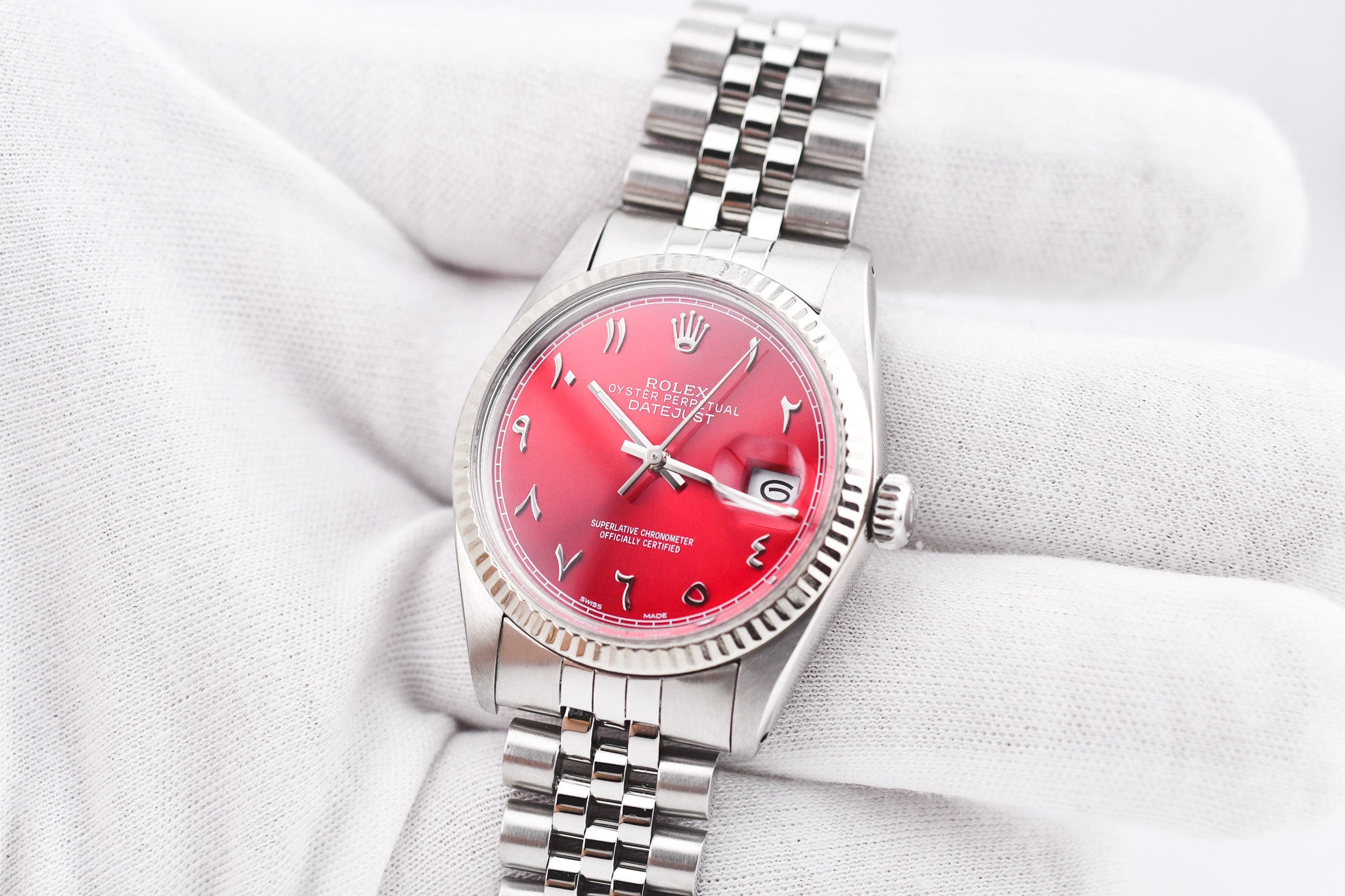 Rolex Datejust 36mm Ref 16014 Custom Red Arabic Dial