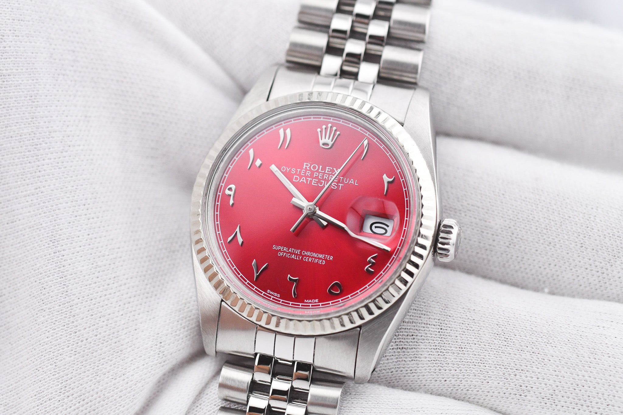 Rolex Datejust 36mm Ref 16014 Custom Red Arabic Dial