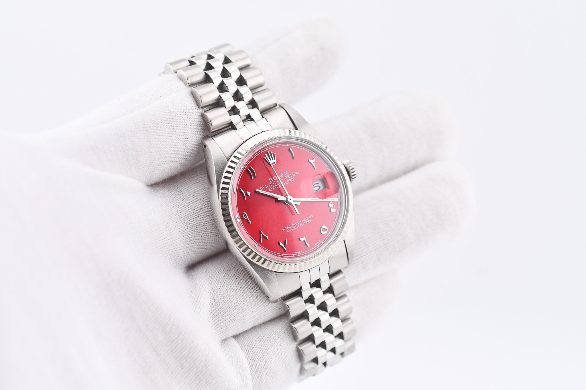 Rolex Datejust 36mm Ref 16014 Custom Red Arabic Dial