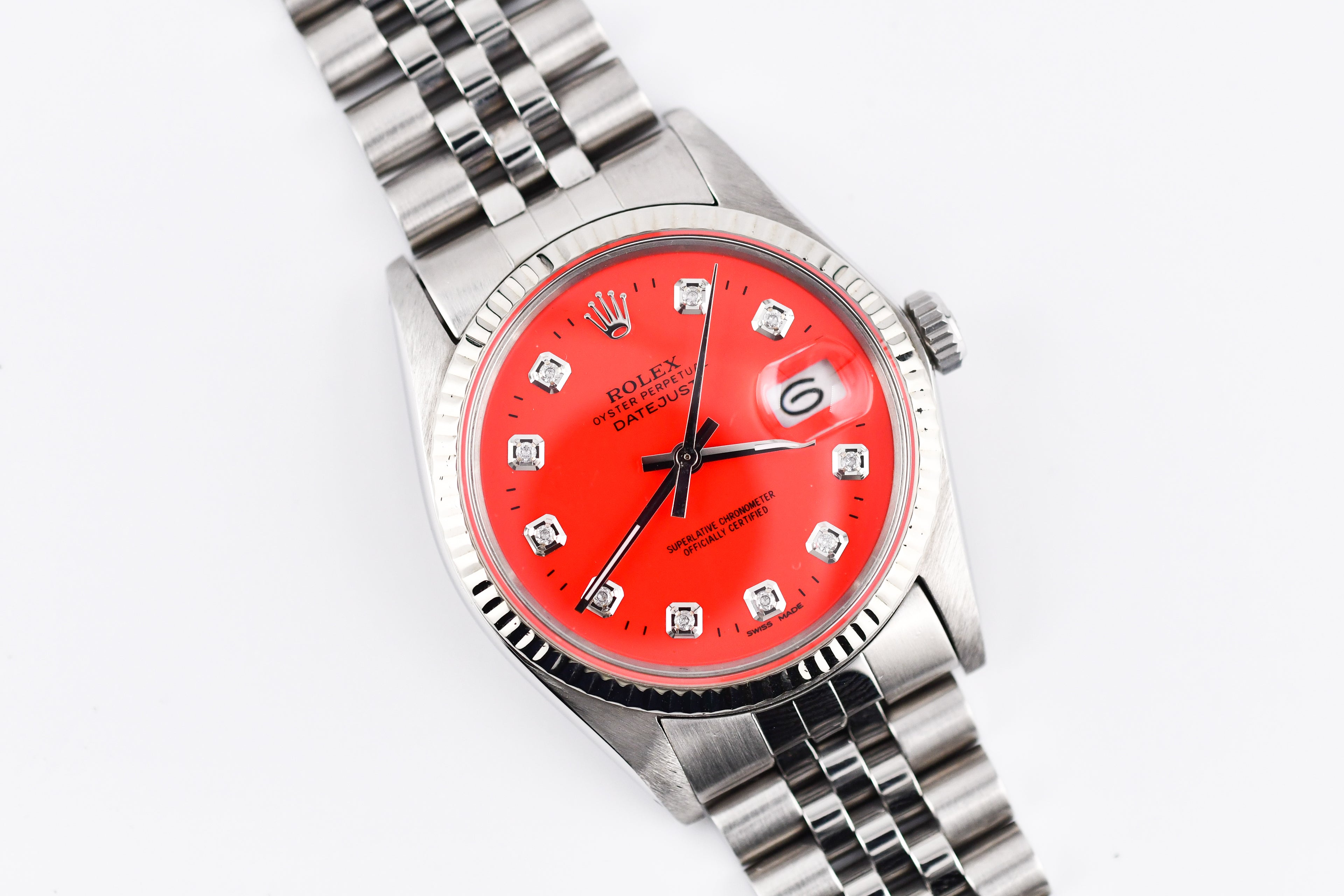 Rolex Datejust 36mm Ref 16014 Custom Red Diamond Dial