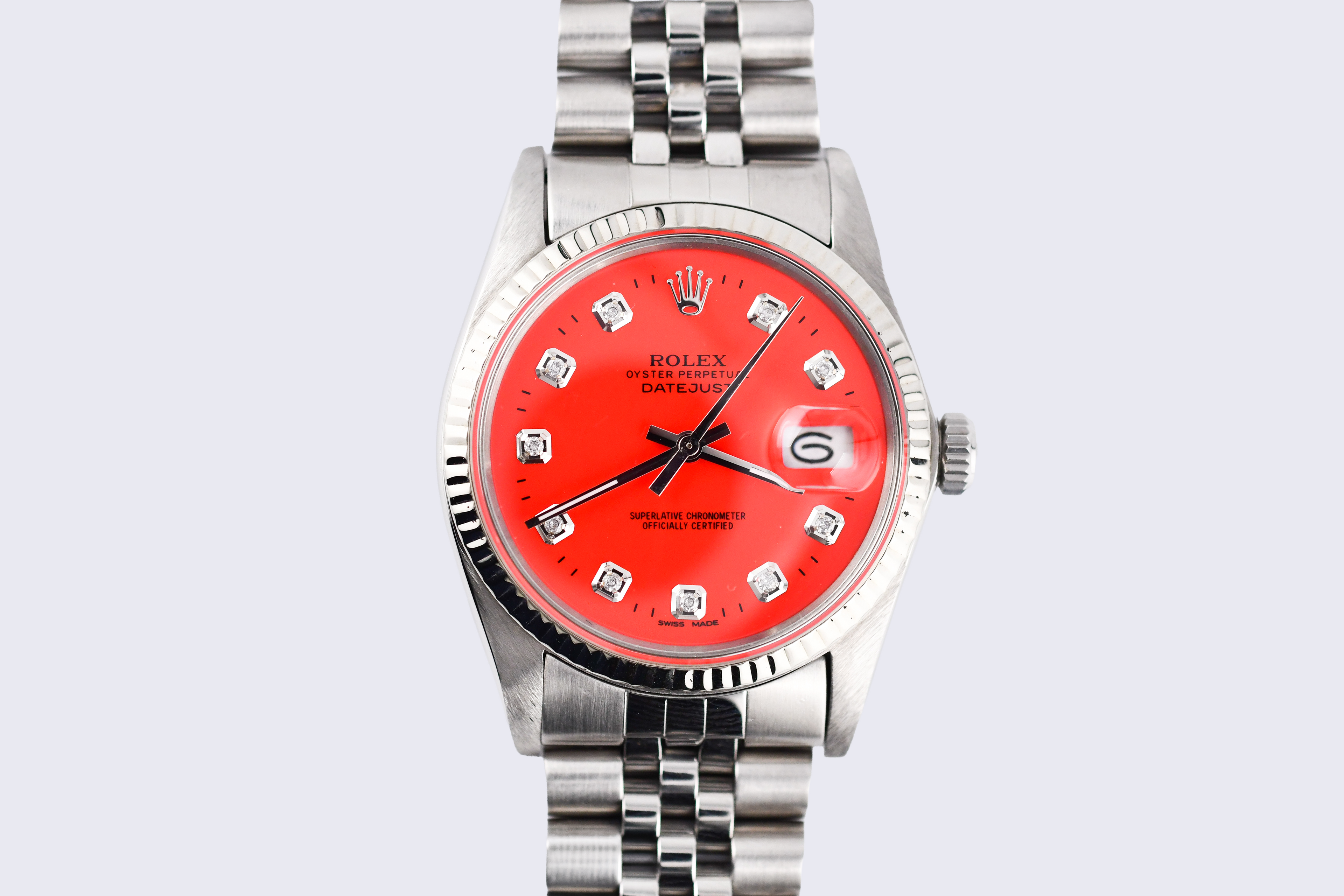 Rolex Datejust 36mm Ref 16014 Custom Red Diamond Dial