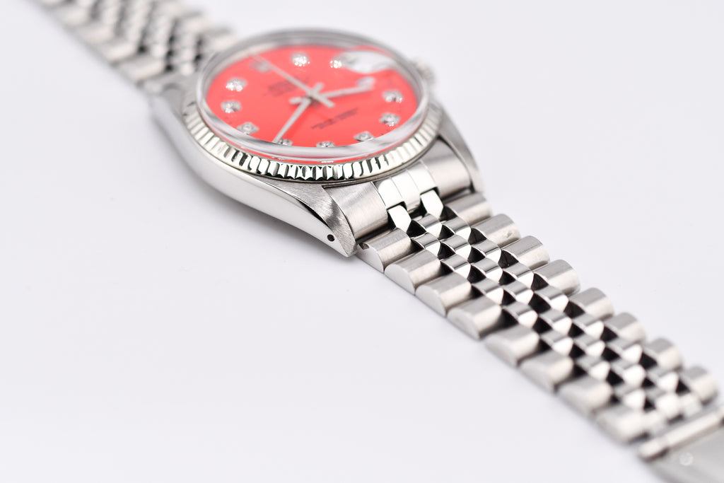 Rolex Datejust 36mm Ref 16014 Custom Red Diamond Dial