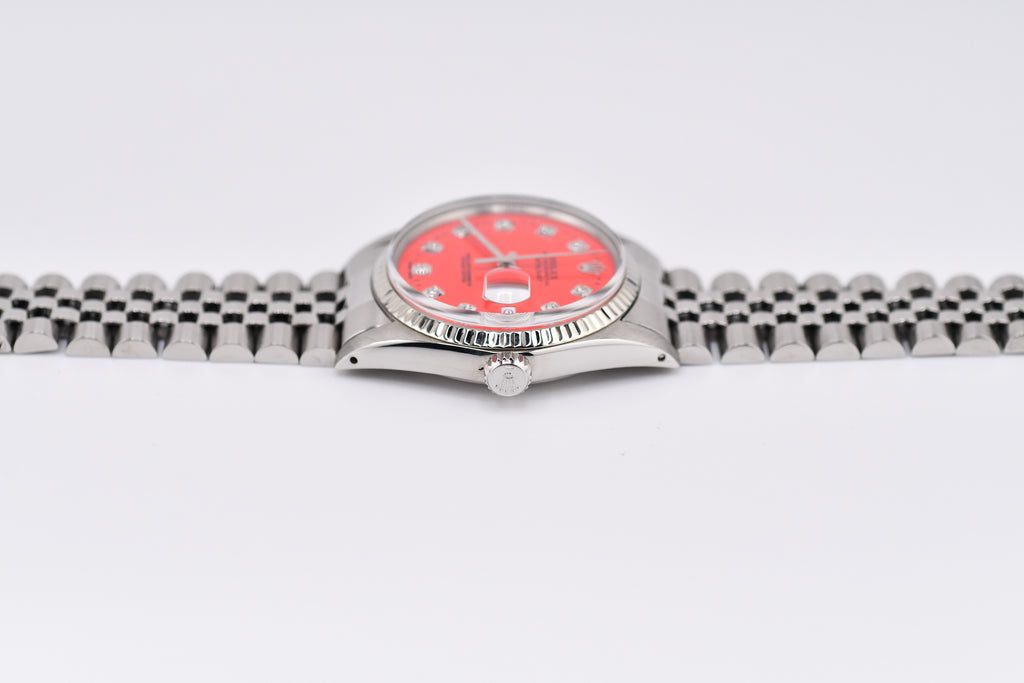 Rolex Datejust 36mm Ref 16014 Custom Red Diamond Dial