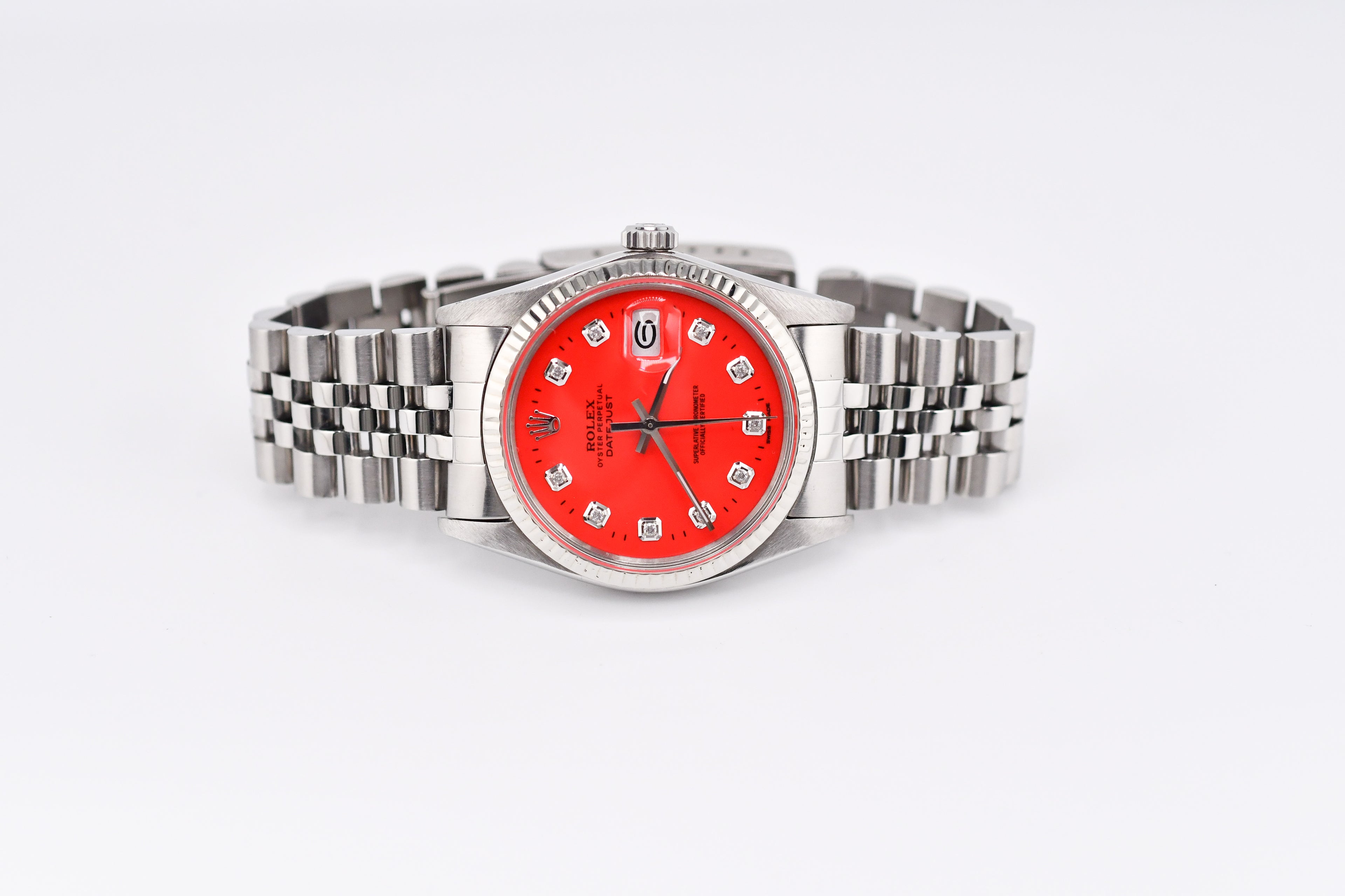Rolex Datejust 36mm Ref 16014 Custom Red Diamond Dial