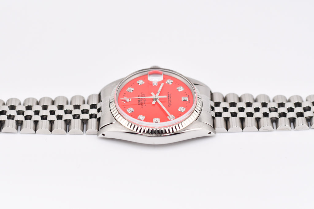 Rolex Datejust 36mm Ref 16014 Custom Red Diamond Dial