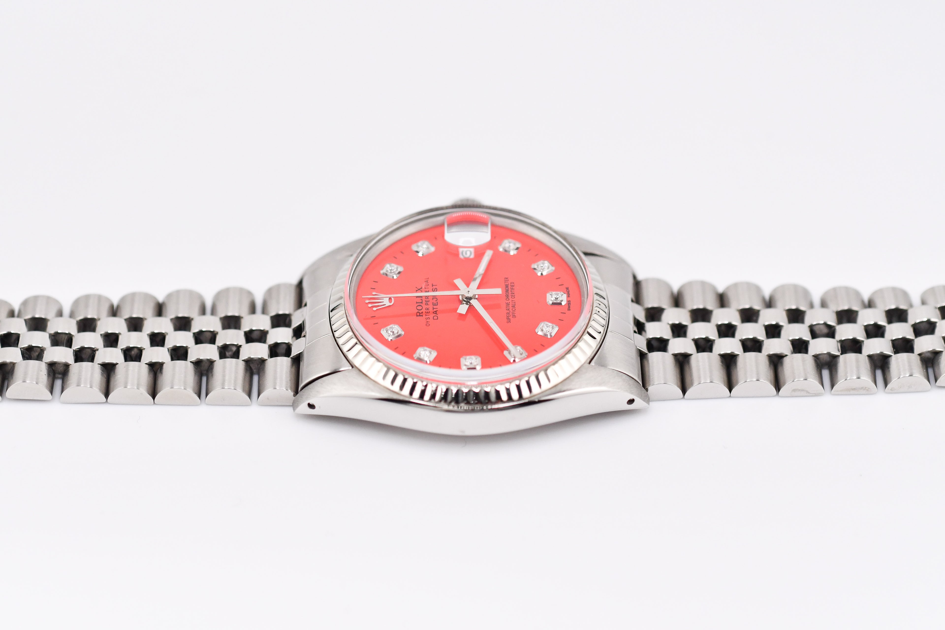 Rolex Datejust 36mm Ref 16014 Custom Red Diamond Dial