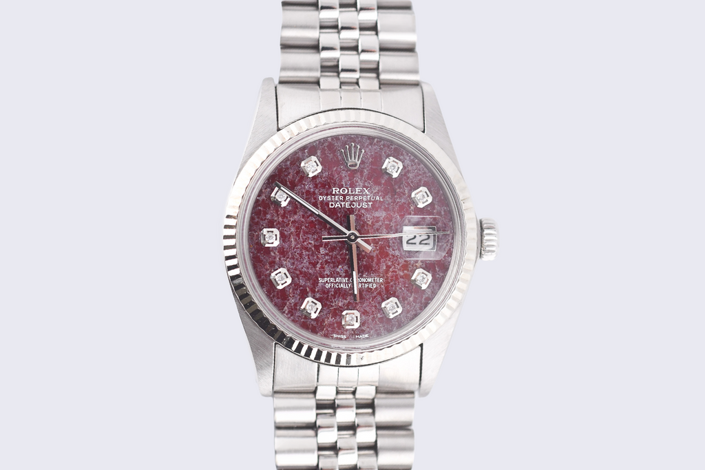 Rolex Datejust 36mm Ref 16014 Custom Red Rubellite Diamond Dial