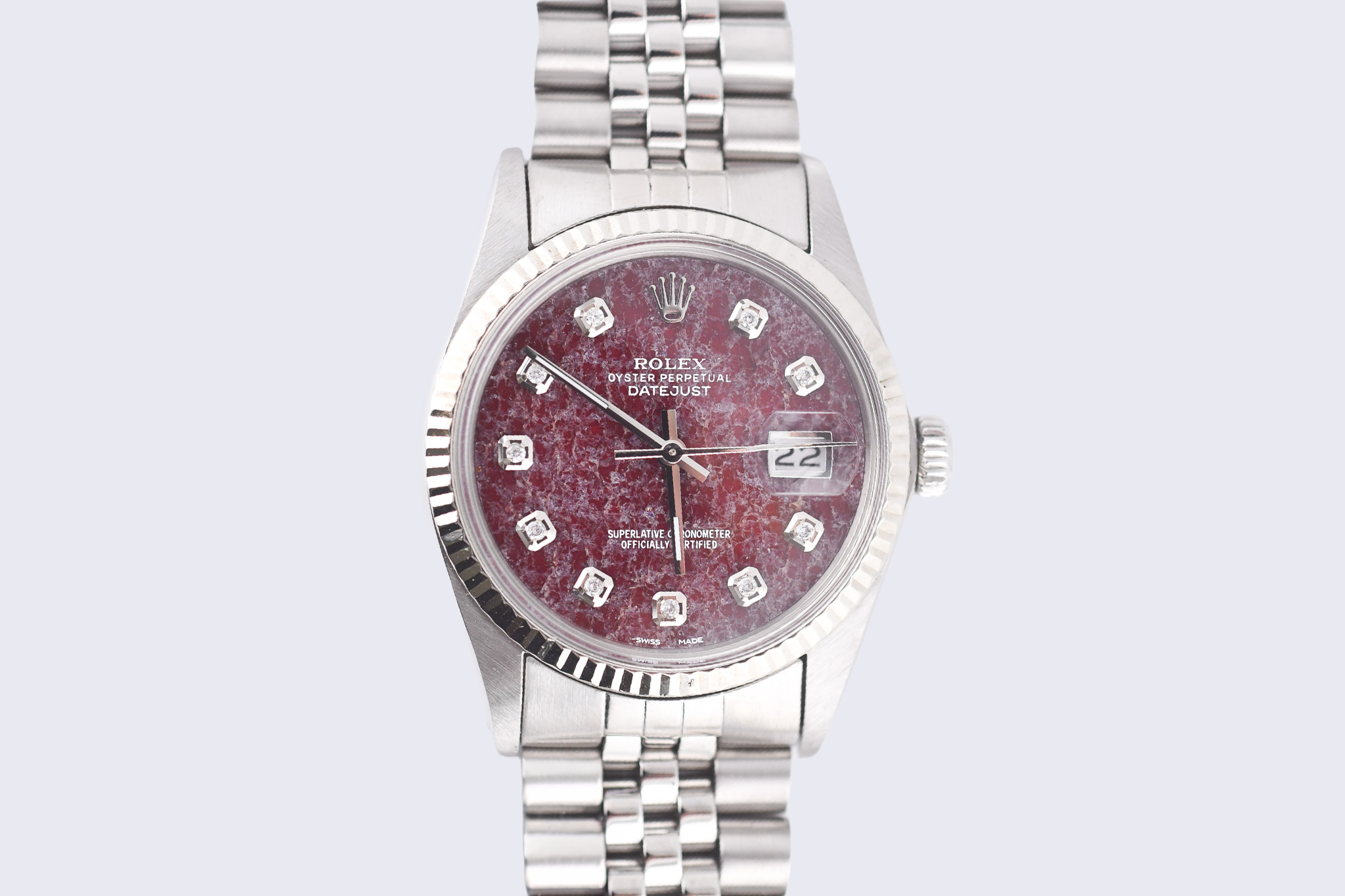 Rolex Datejust 36mm Ref 16014 Custom Red Rubellite Diamond Dial