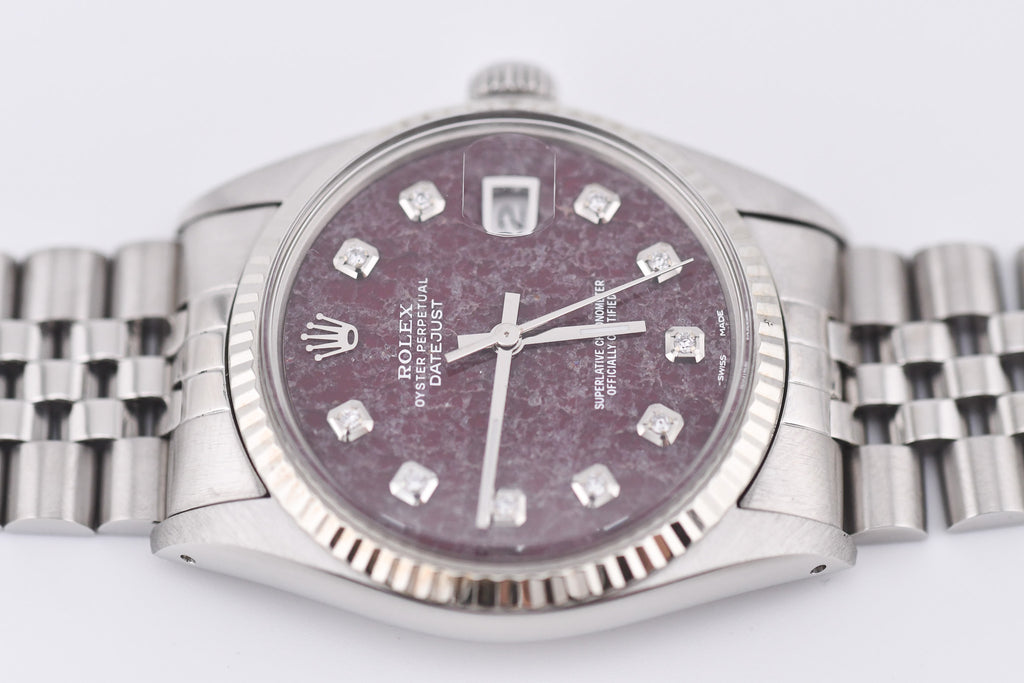 Rolex Datejust 36mm Ref 16014 Custom Red Rubellite Diamond Dial