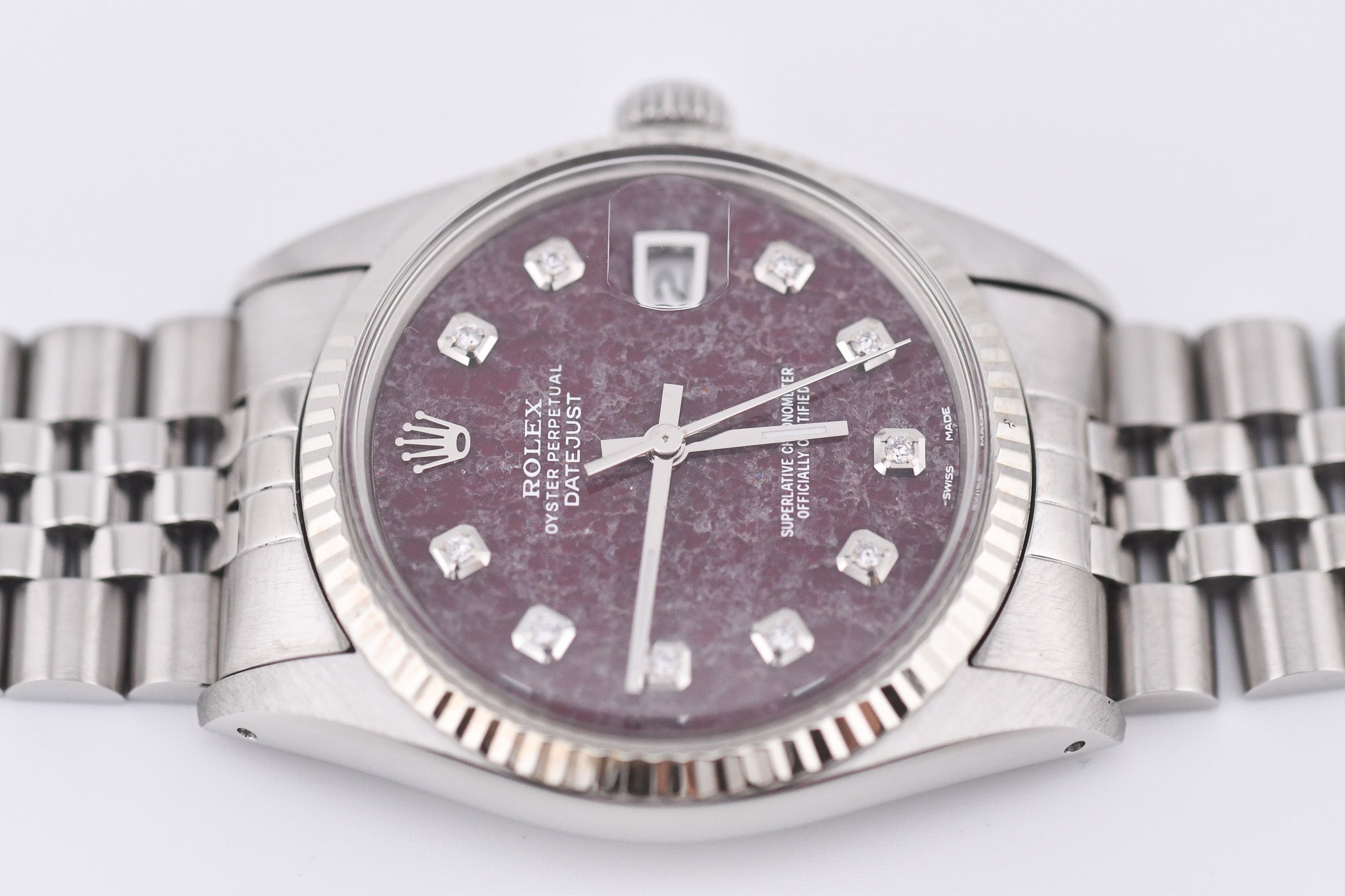 Rolex Datejust 36mm Ref 16014 Custom Red Rubellite Diamond Dial