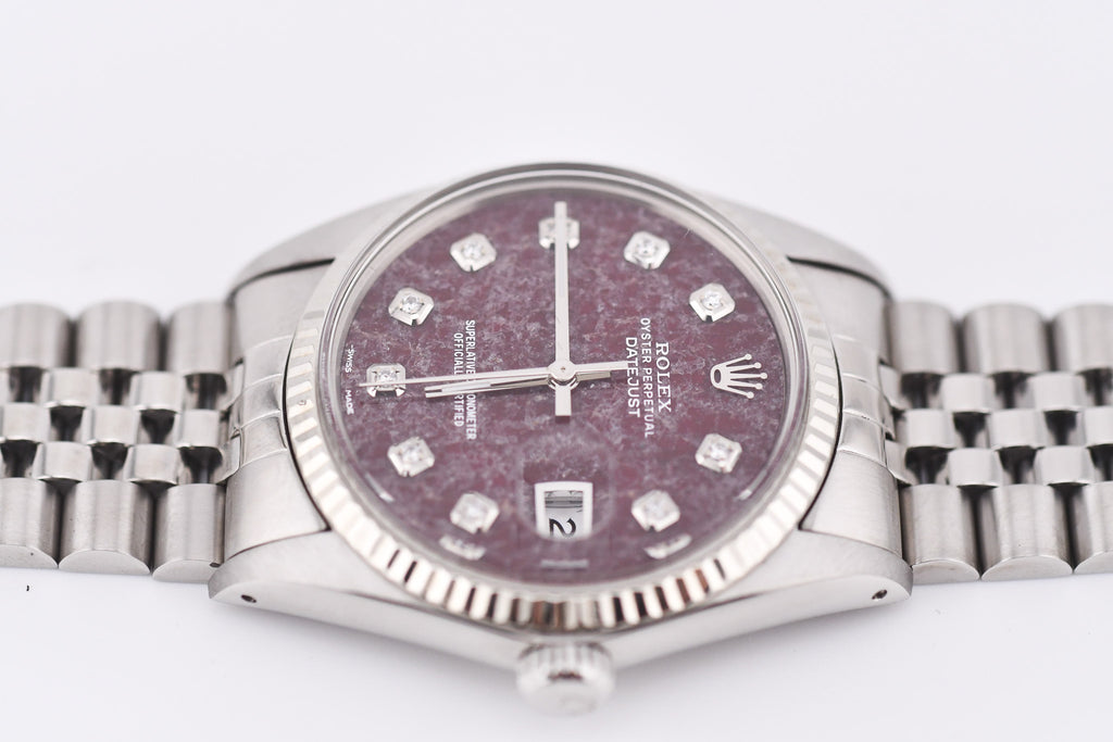 Rolex Datejust 36mm Ref 16014 Custom Red Rubellite Diamond Dial
