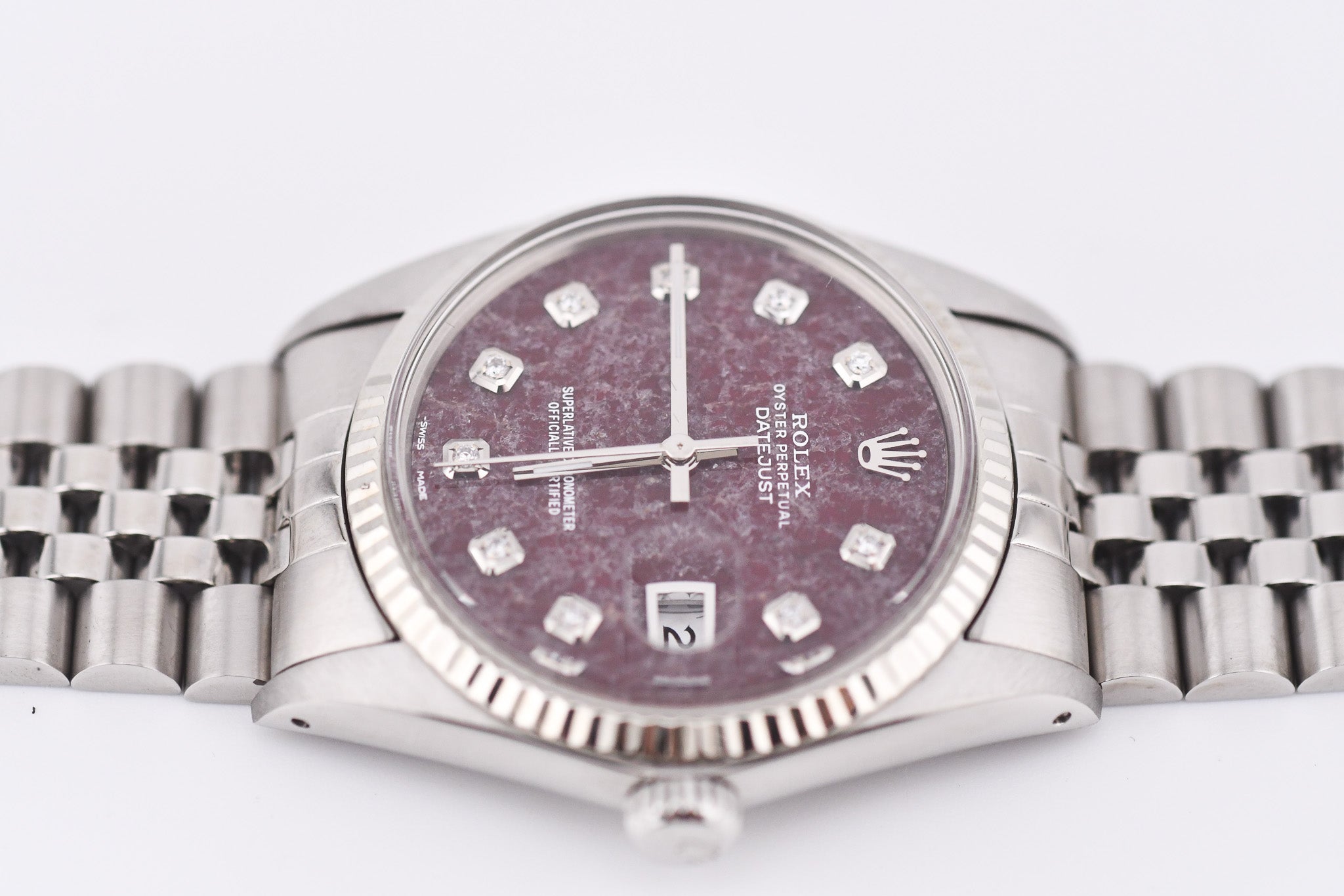 Rolex Datejust 36mm Ref 16014 Custom Red Rubellite Diamond Dial