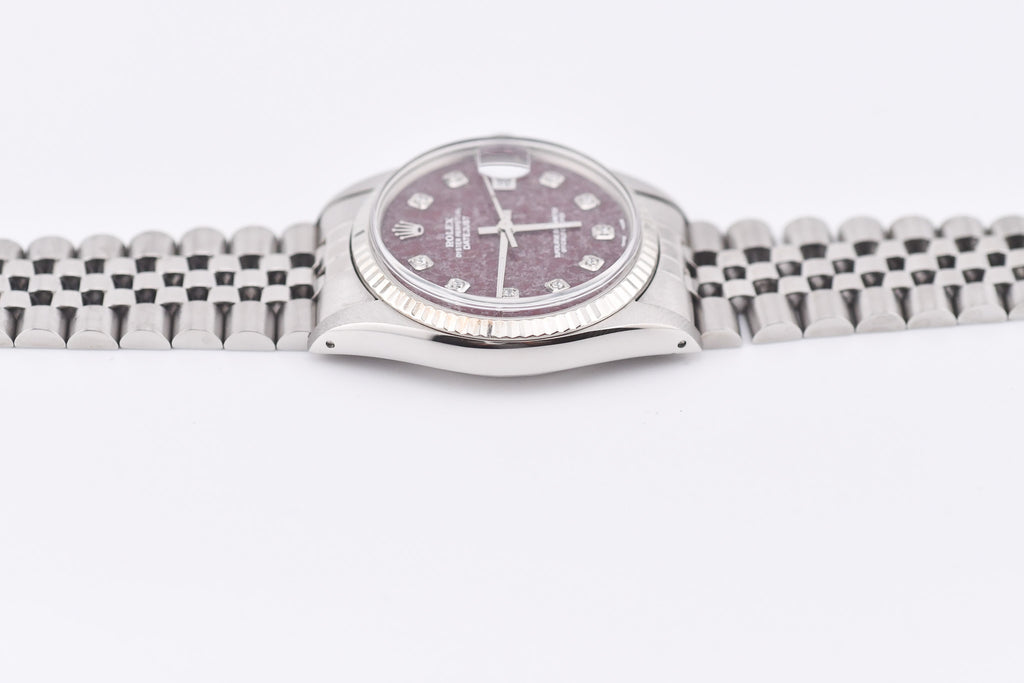 Rolex Datejust 36mm Ref 16014 Custom Red Rubellite Diamond Dial
