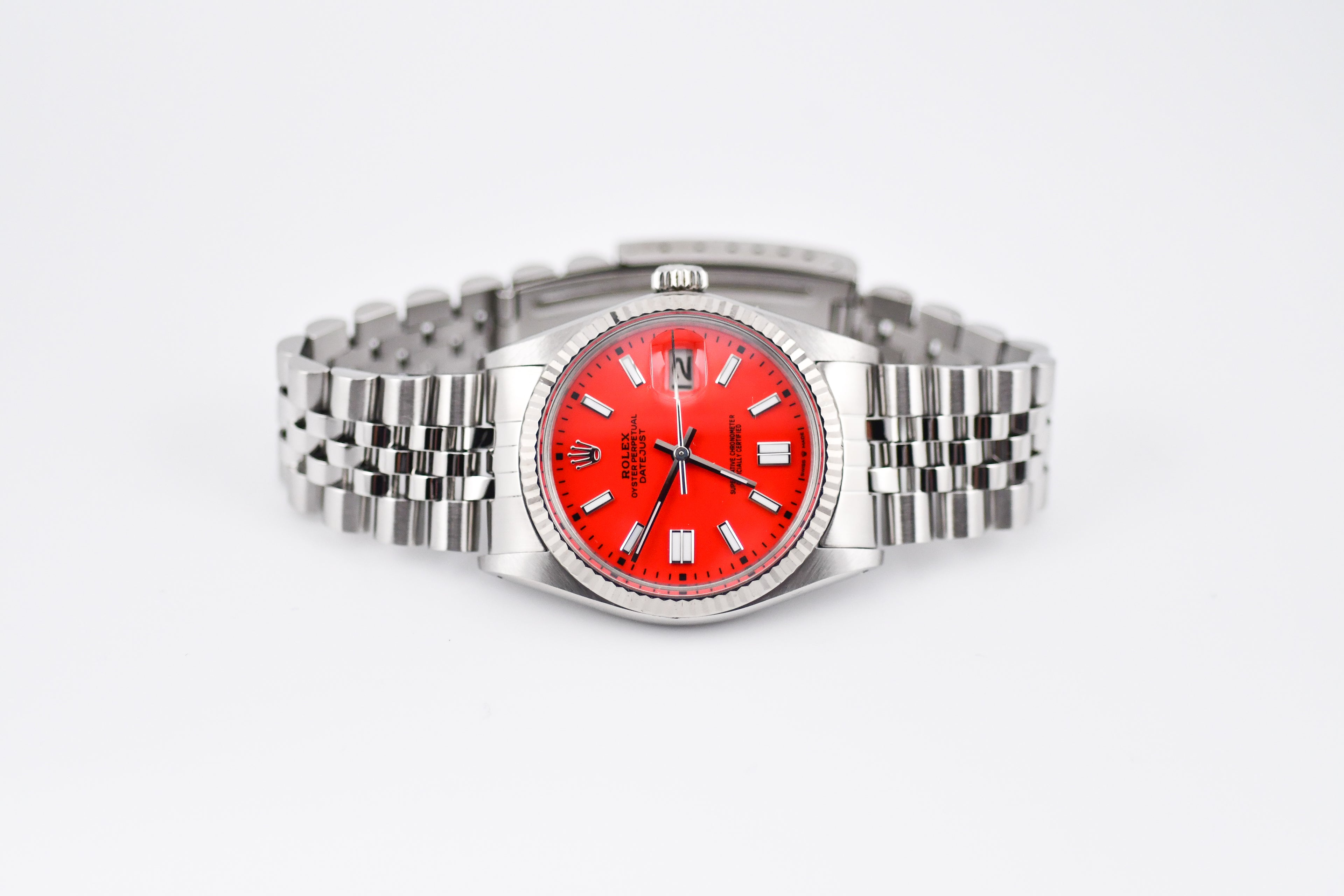 Rolex Datejust 36mm Ref 16014 Custom Red Stick Dial