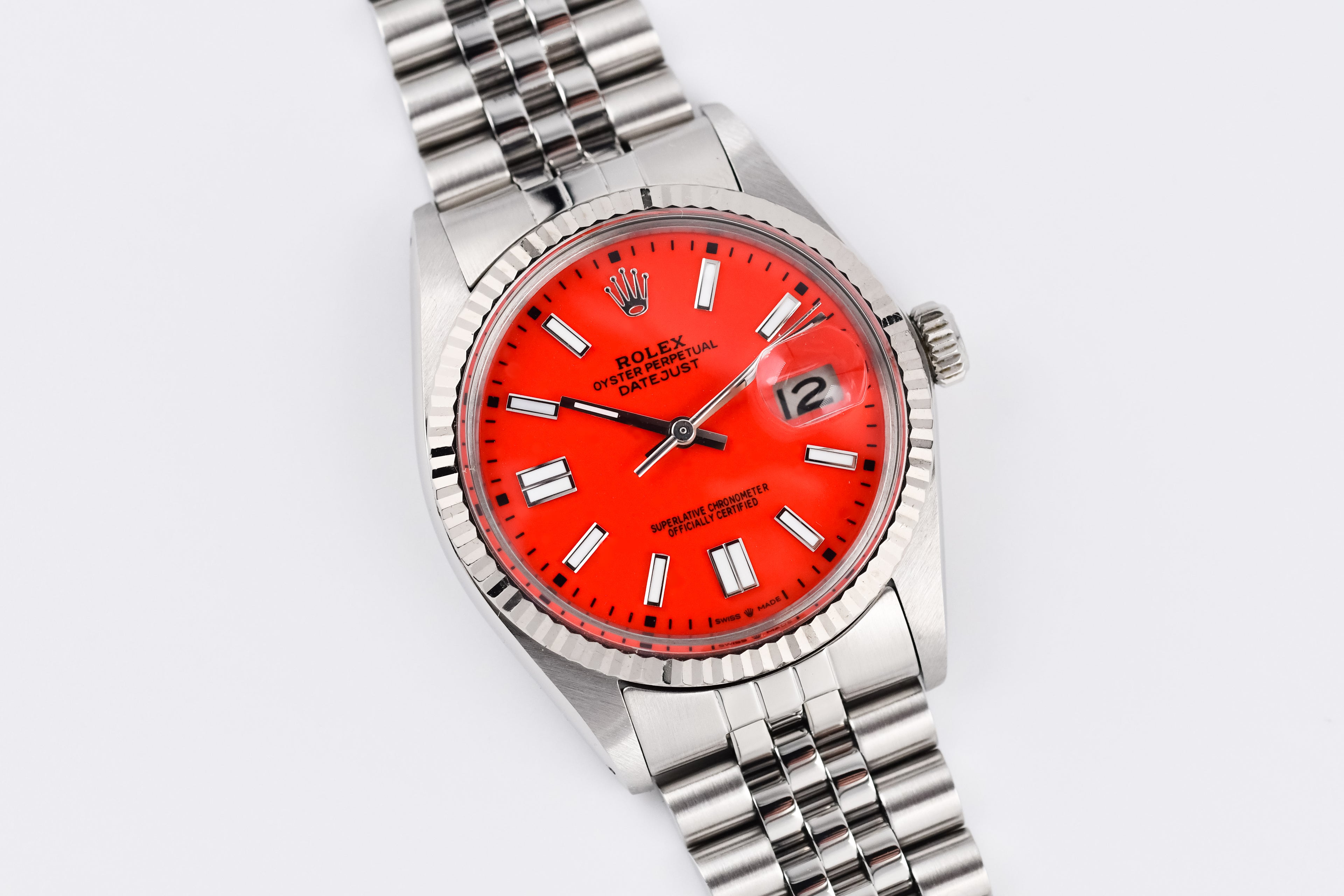 Rolex Datejust 36mm Ref 16014 Custom Red Stick Dial