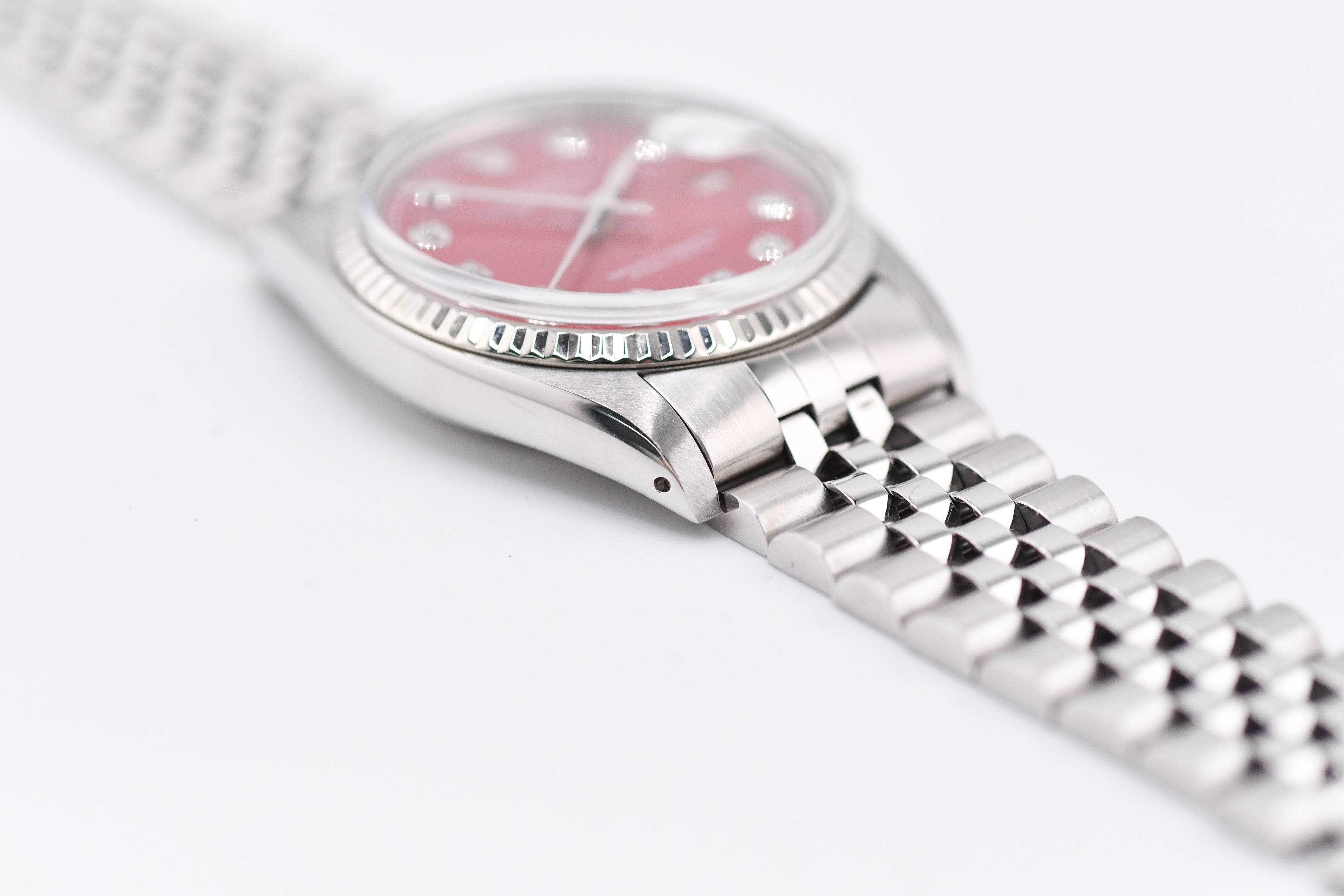 Rolex Datejust 36mm Ref 16014 Custom Red Sunburst Diamond Dial