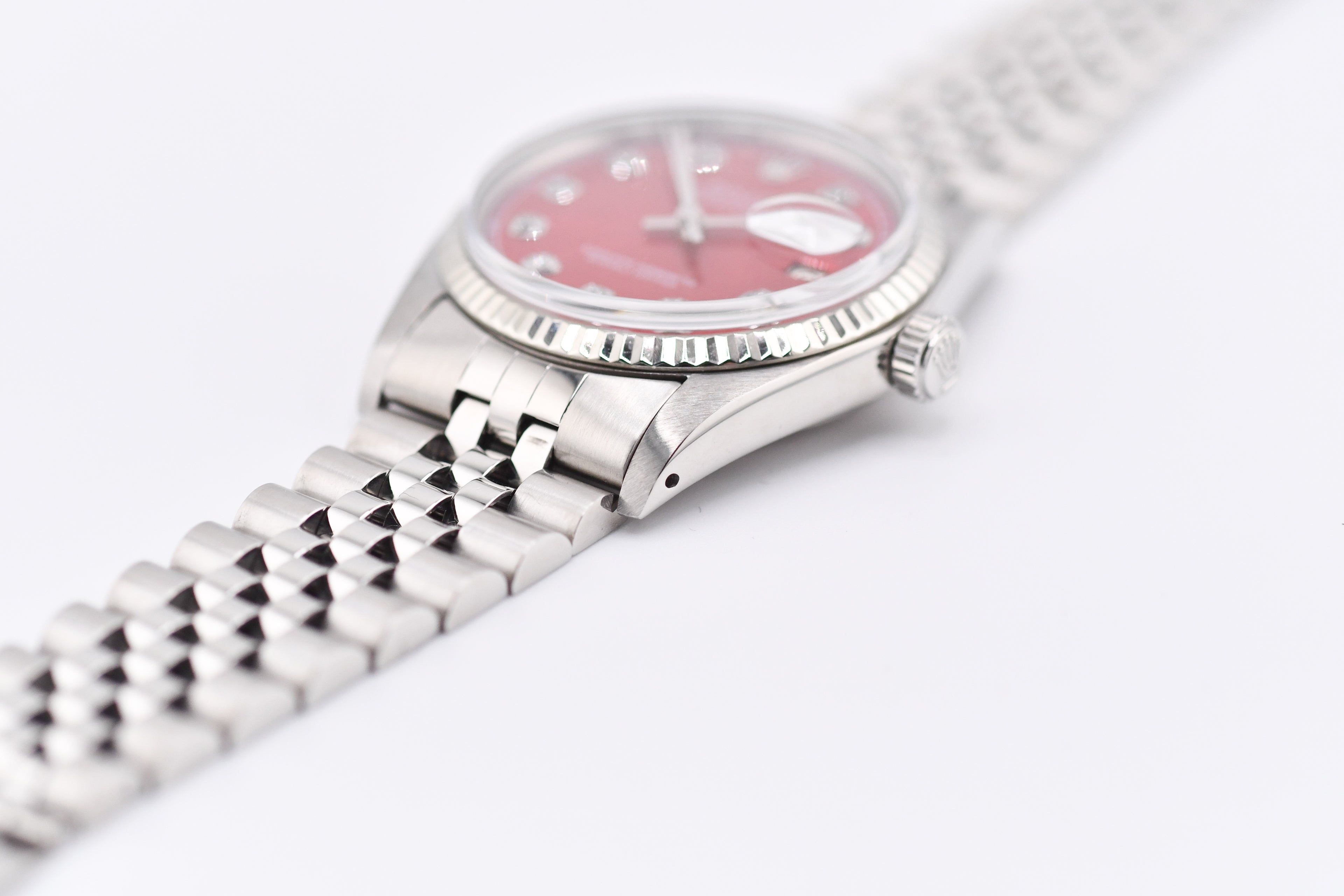 Rolex Datejust 36mm Ref 16014 Custom Red Sunburst Diamond Dial