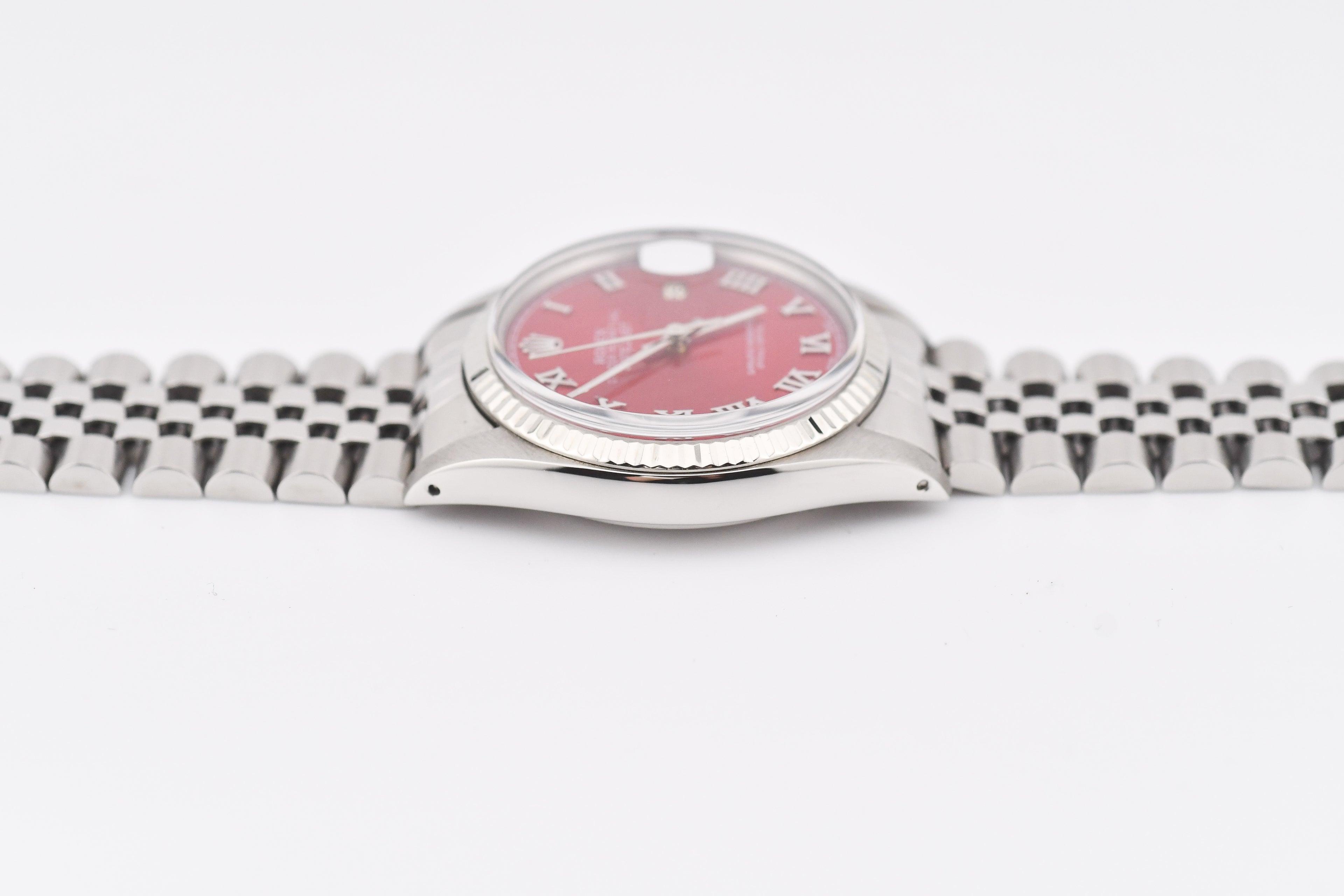 Rolex Datejust 36mm Ref 16014 Custom Red Sunburst Roman Dial