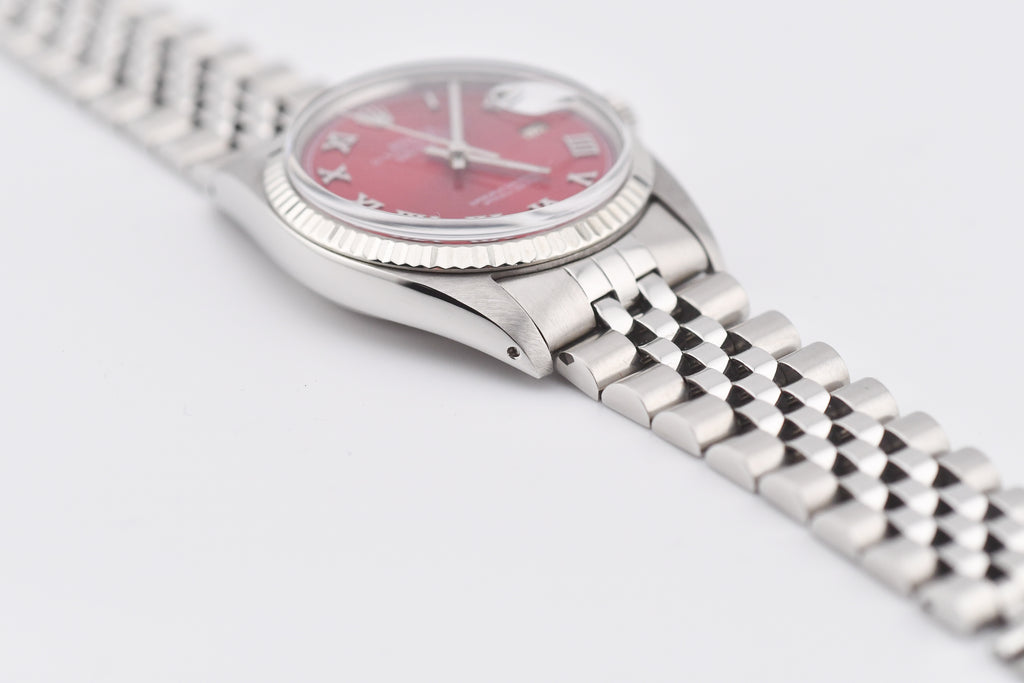 Rolex Datejust 36mm Ref 16014 Custom Red Sunburst Roman Dial