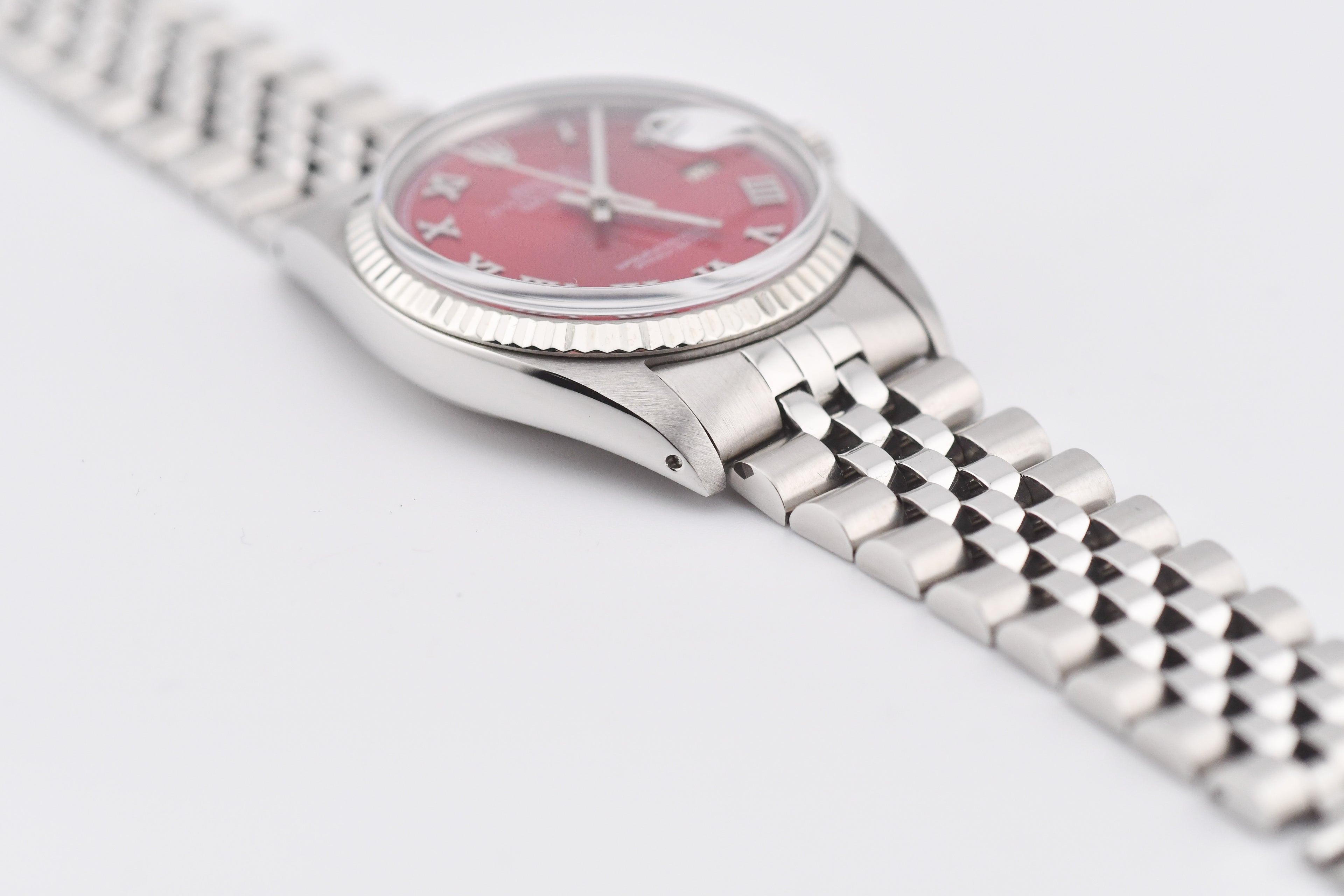 Rolex Datejust 36mm Ref 16014 Custom Red Sunburst Roman Dial