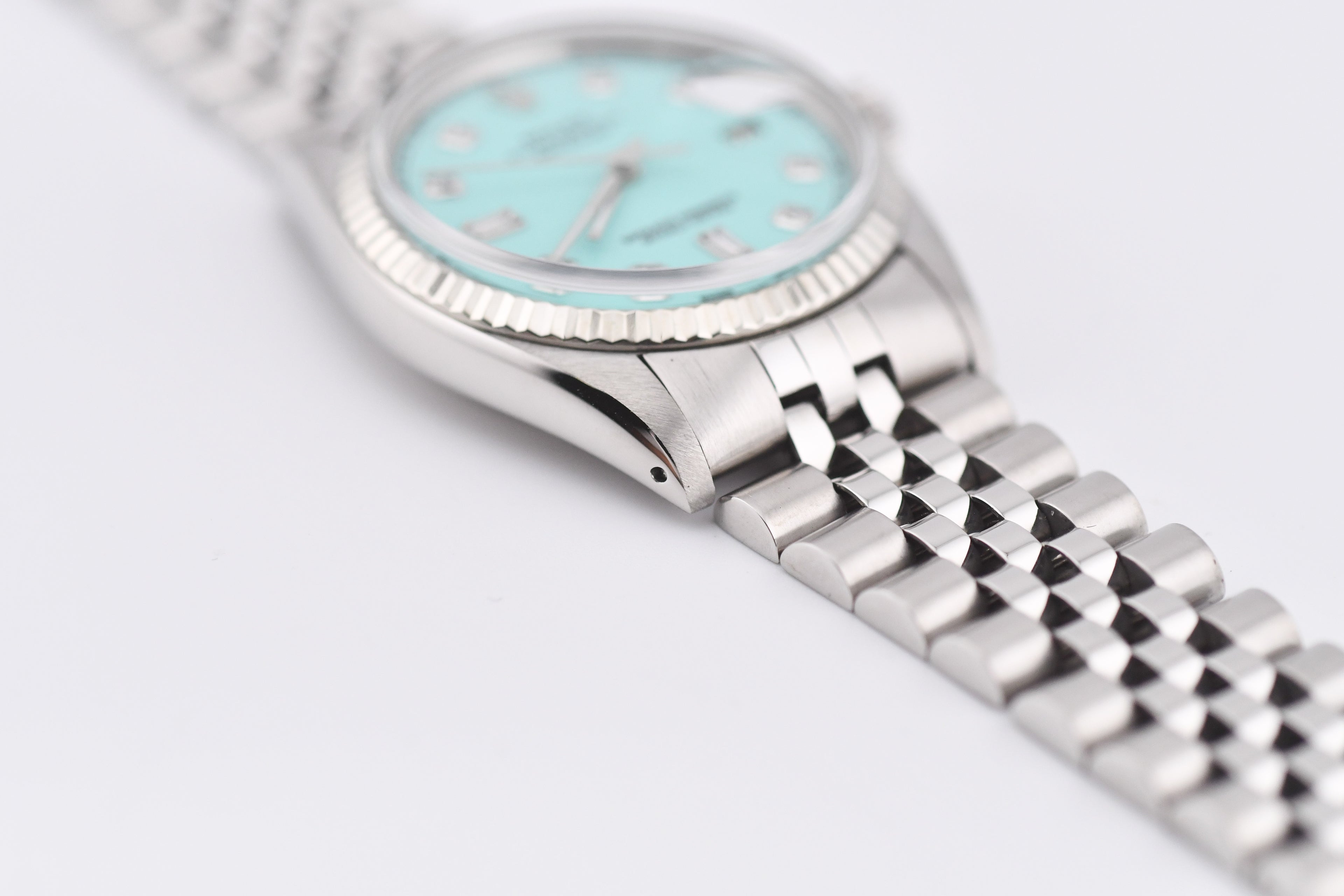 Rolex Datejust 36mm Ref 16014 Custom Tiffany Turquoise Baguette Diamond Dial