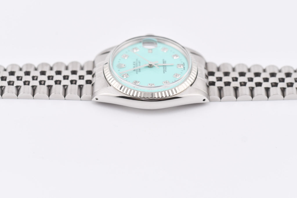 Rolex Datejust 36mm Ref 16014 Custom Tiffany Turquoise Diamond Dial