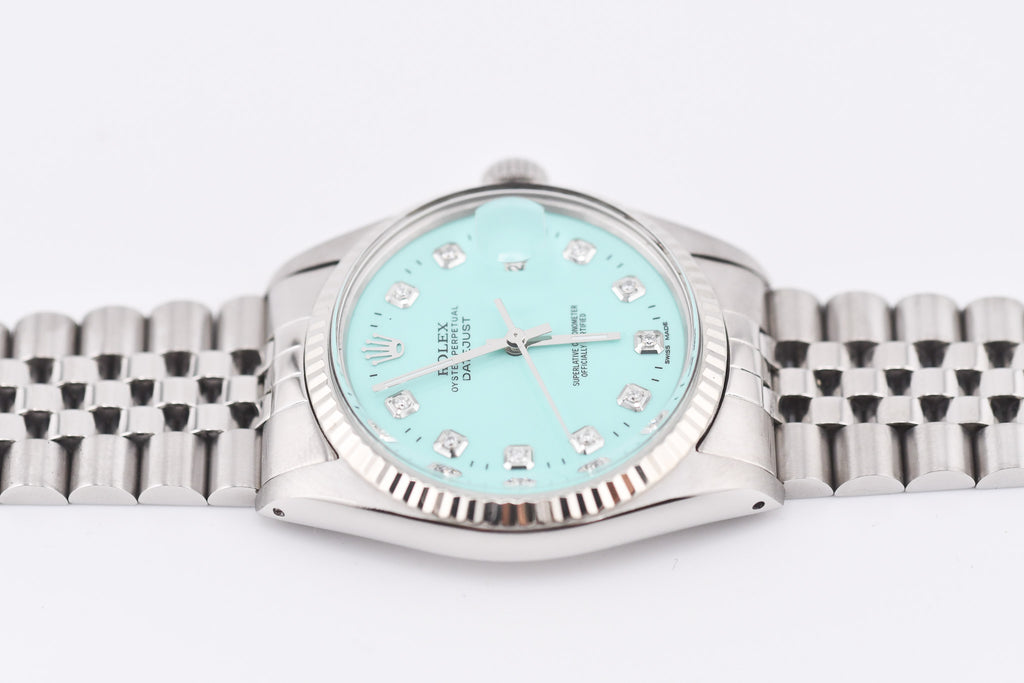 Rolex Datejust 36mm Ref 16014 Custom Tiffany Turquoise Diamond Dial