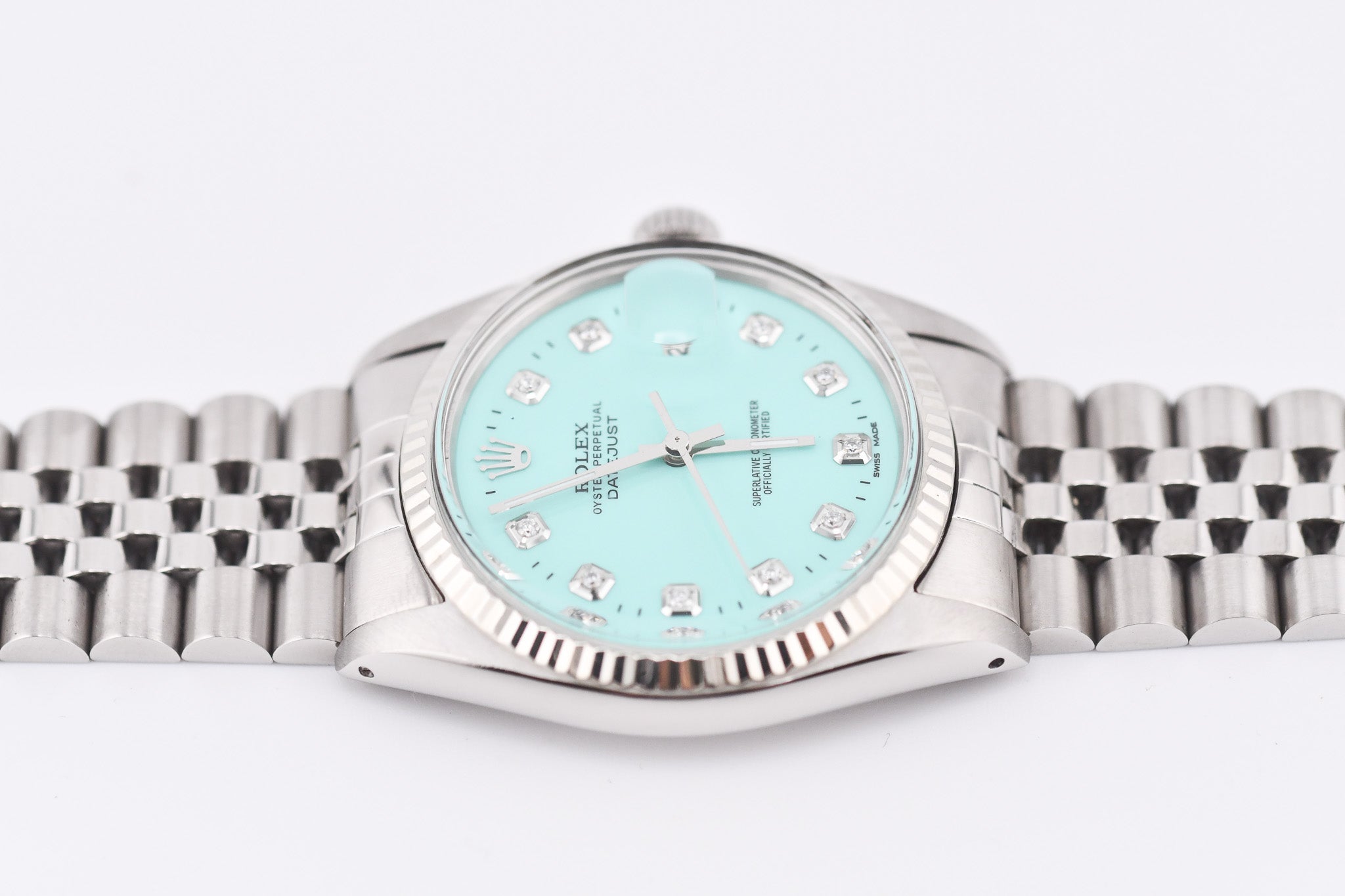Rolex Datejust 36mm Ref 16014 Custom Tiffany Turquoise Diamond Dial