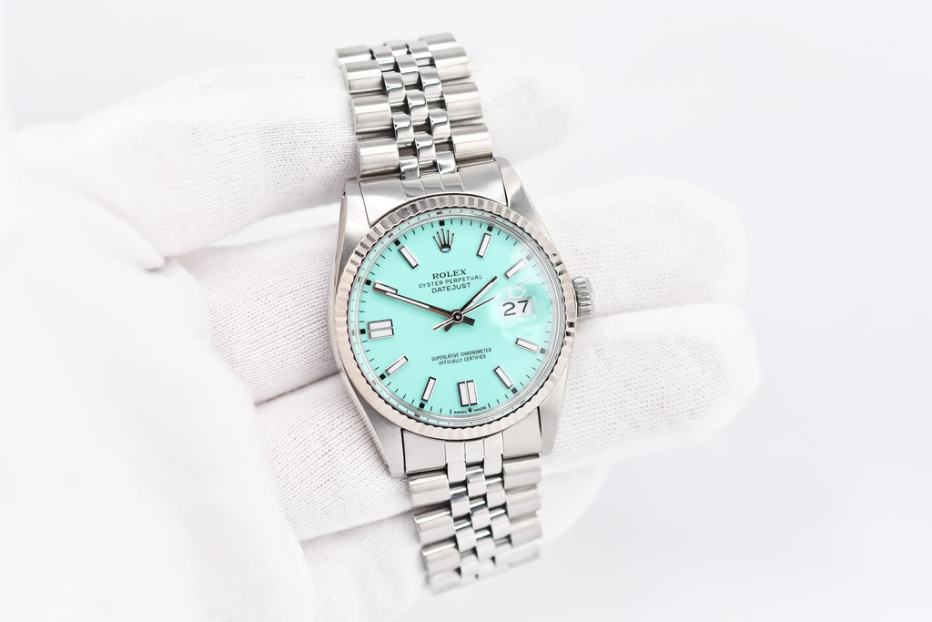 Rolex Datejust 36mm Ref 16014 Custom Tiffany Turquoise Stick Dial