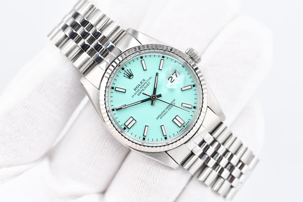 Rolex Datejust 36mm Ref 16014 Custom Tiffany Turquoise Stick Dial