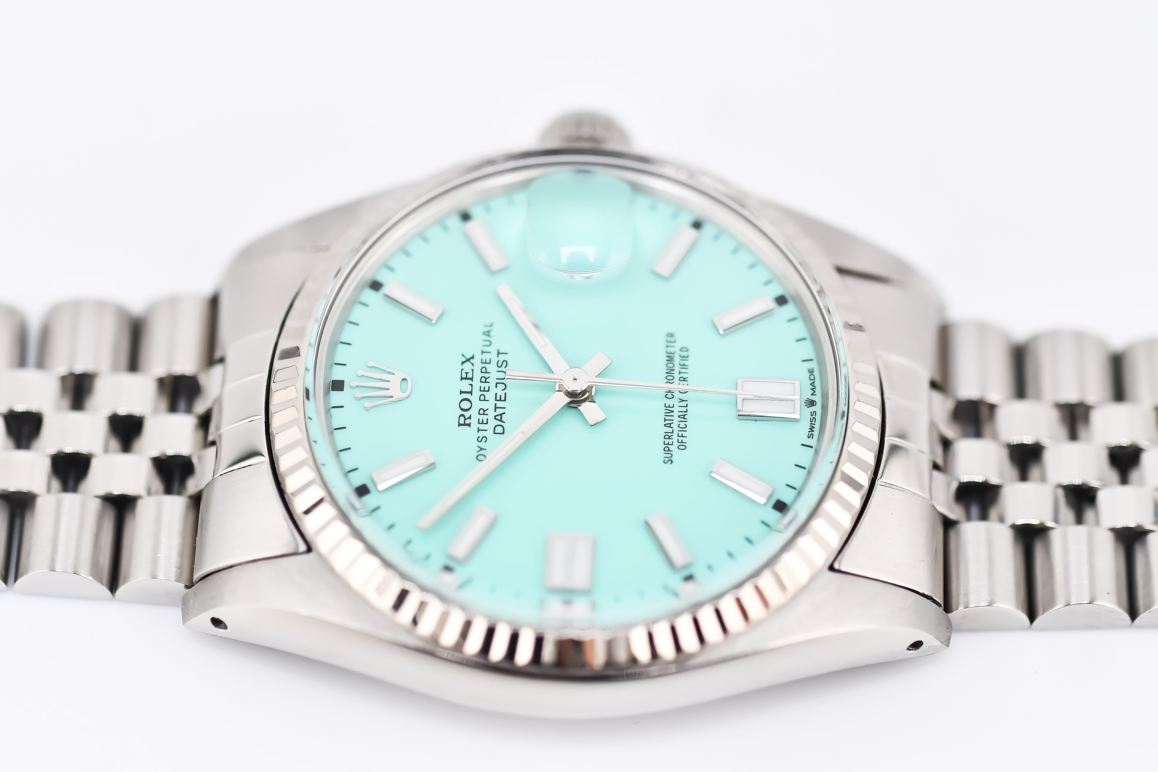 Rolex Datejust 36mm Ref 16014 Custom Tiffany Turquoise Stick Dial