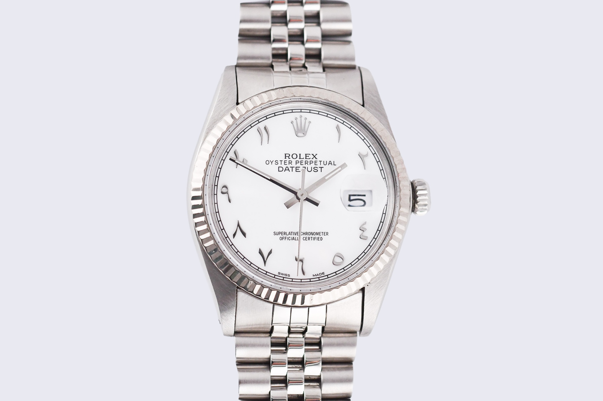 Rolex Datejust 36mm Ref 16014 Custom White Arabic Dial