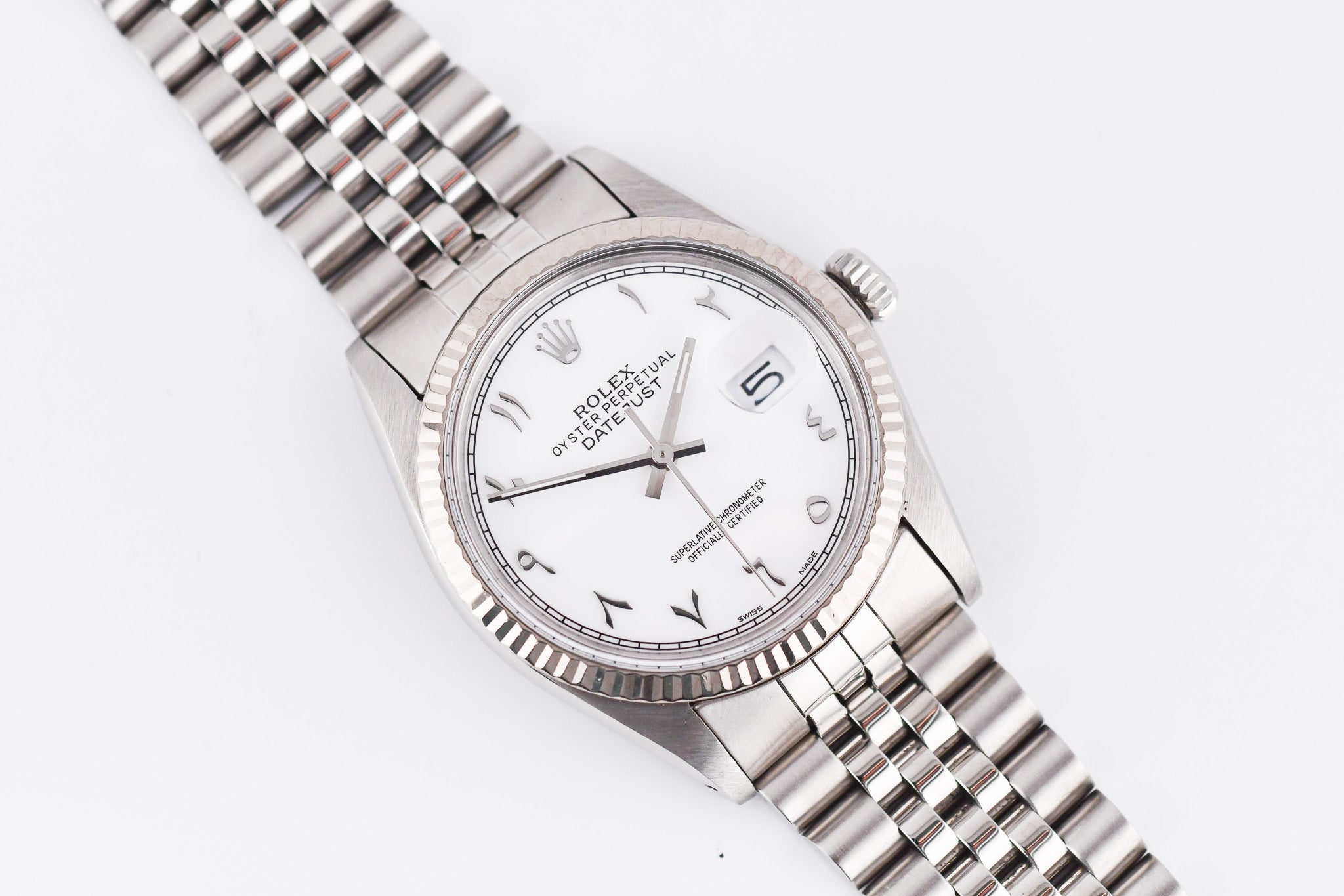 Rolex Datejust 36mm Ref 16014 Custom White Arabic Dial