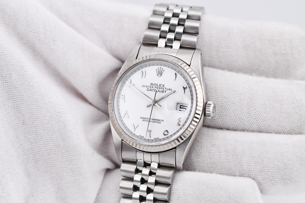 Rolex Datejust 36mm Ref 16014 Custom White Arabic Dial