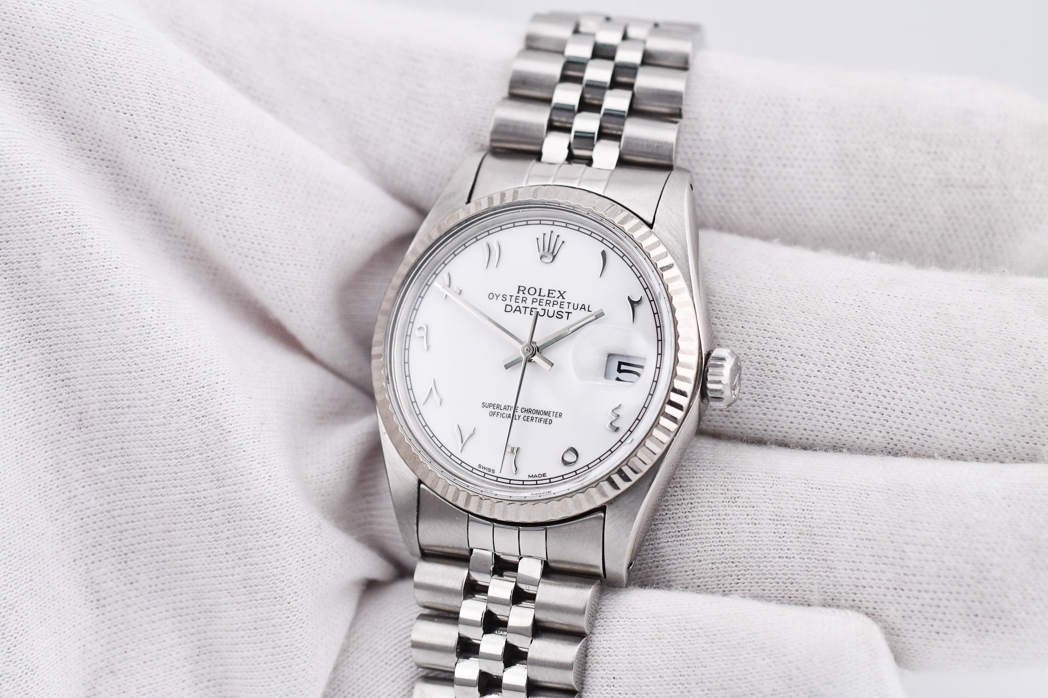 Rolex Datejust 36mm Ref 16014 Custom White Arabic Dial