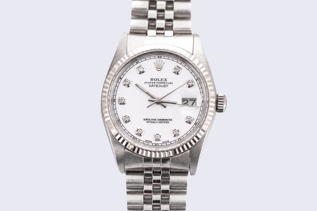 Rolex Datejust 36mm Ref 16014 Custom White Diamond Dial