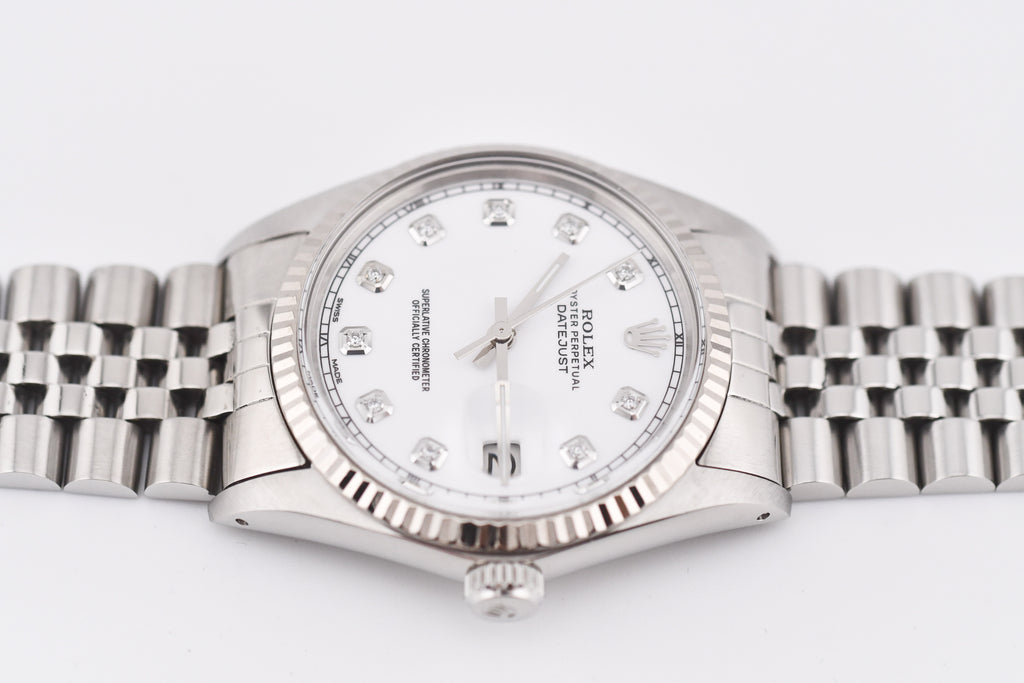 Rolex Datejust 36mm Ref 16014 Custom White Diamond Dial