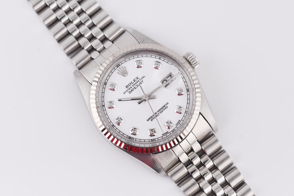 Rolex Datejust 36mm Ref 16014 Custom White Diamond Dial