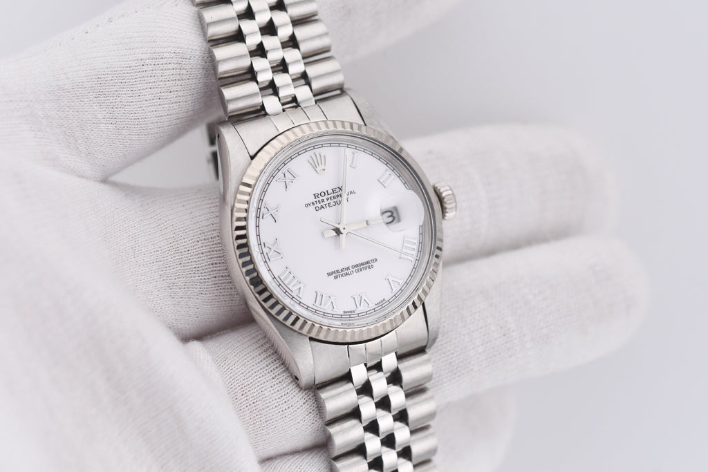 Rolex Datejust 36mm Ref 16014 Custom White Roman Dial