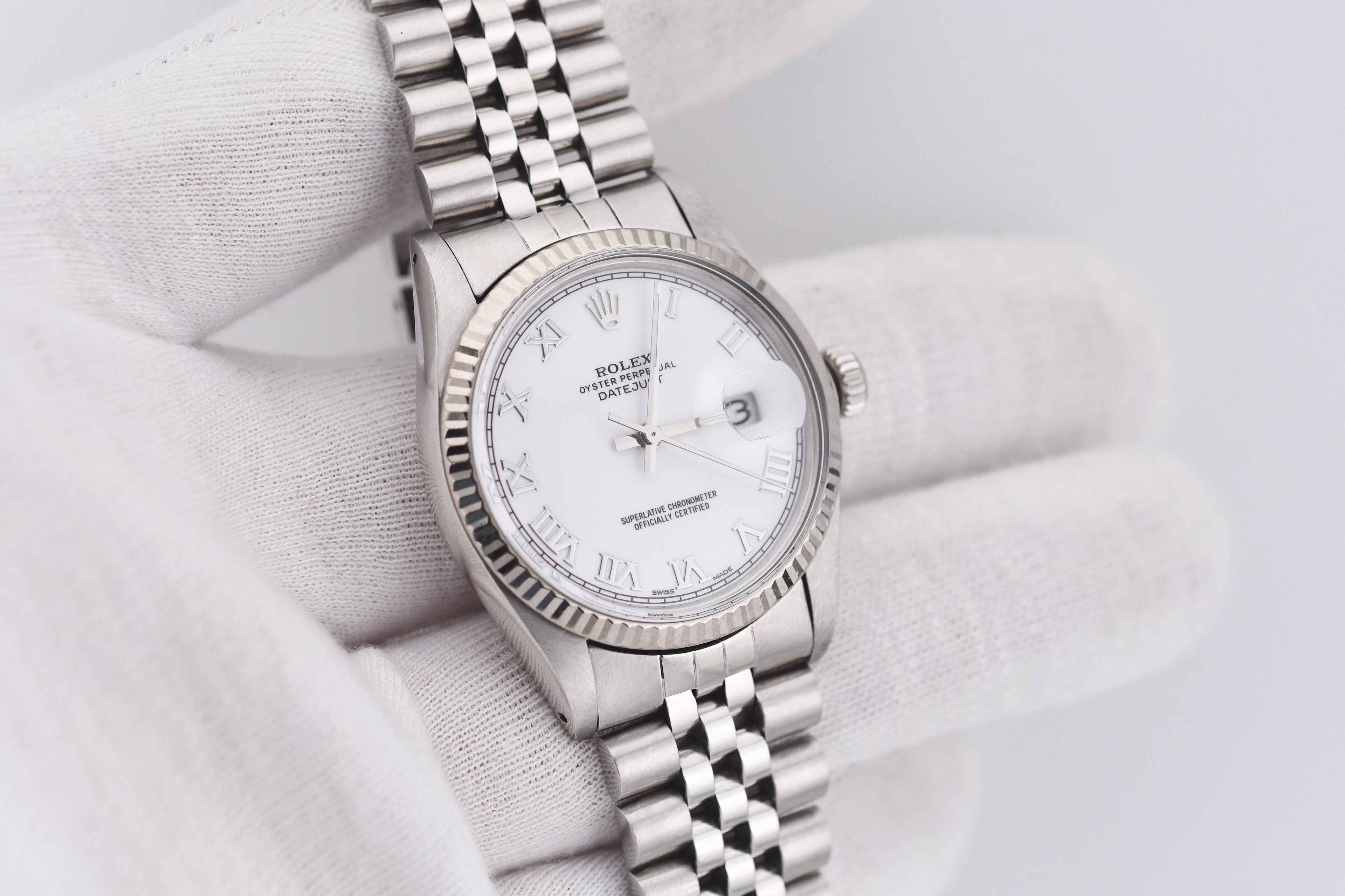 Rolex Datejust 36mm Ref 16014 Custom White Roman Dial