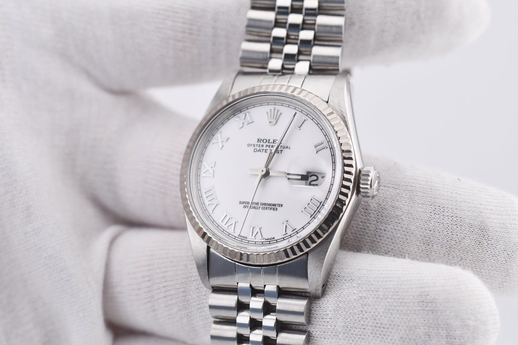 Rolex Datejust 36mm Ref 16014 Custom White Roman Dial