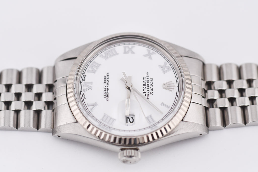 Rolex Datejust 36mm Ref 16014 Custom White Roman Dial