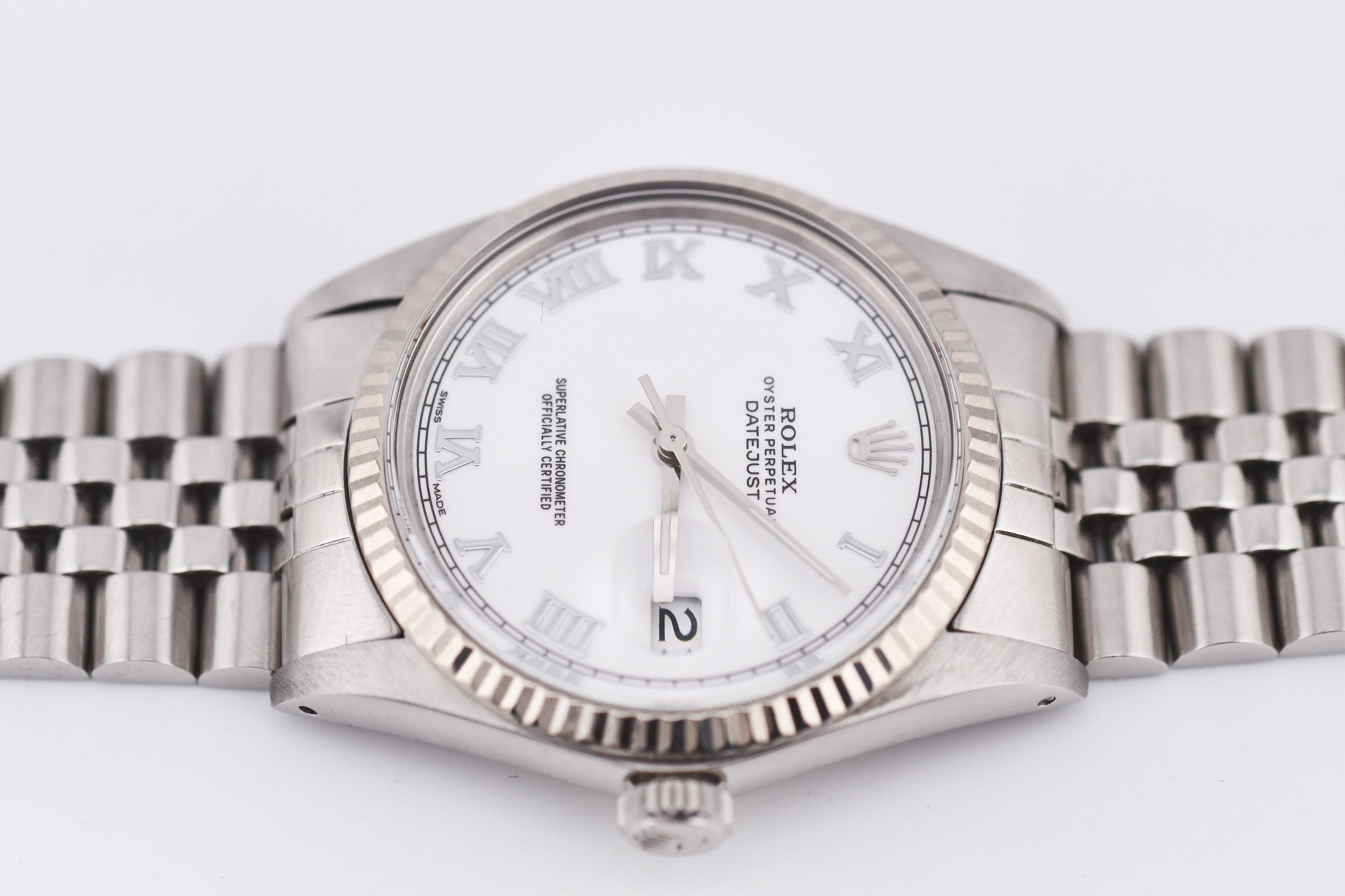 Rolex Datejust 36mm Ref 16014 Custom White Roman Dial