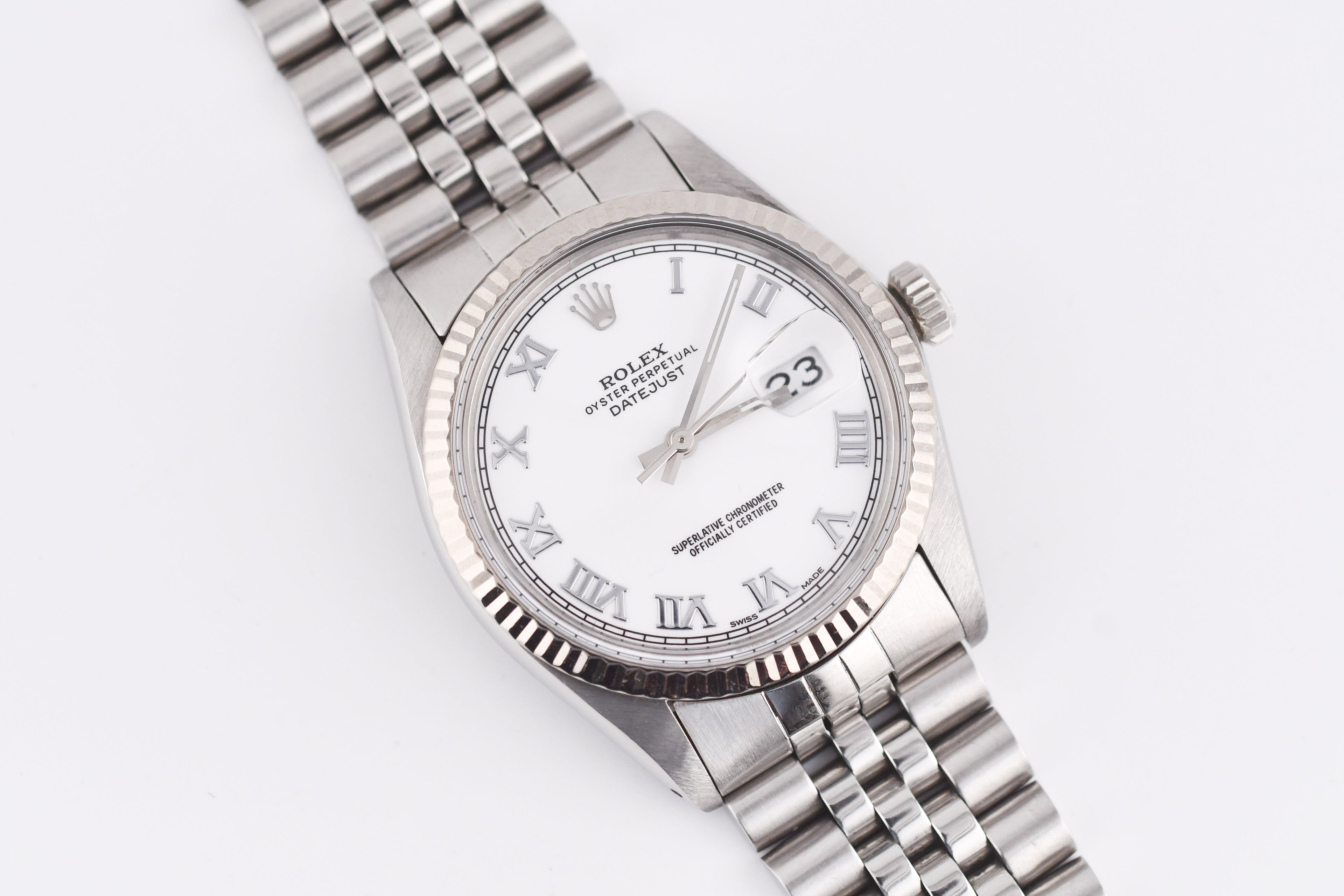 Rolex Datejust 36mm Ref 16014 Custom White Roman Dial