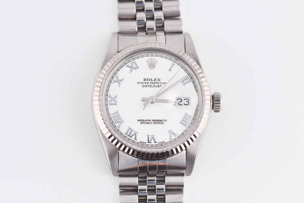 Rolex Datejust 36mm Ref 16014 Custom White Roman Dial