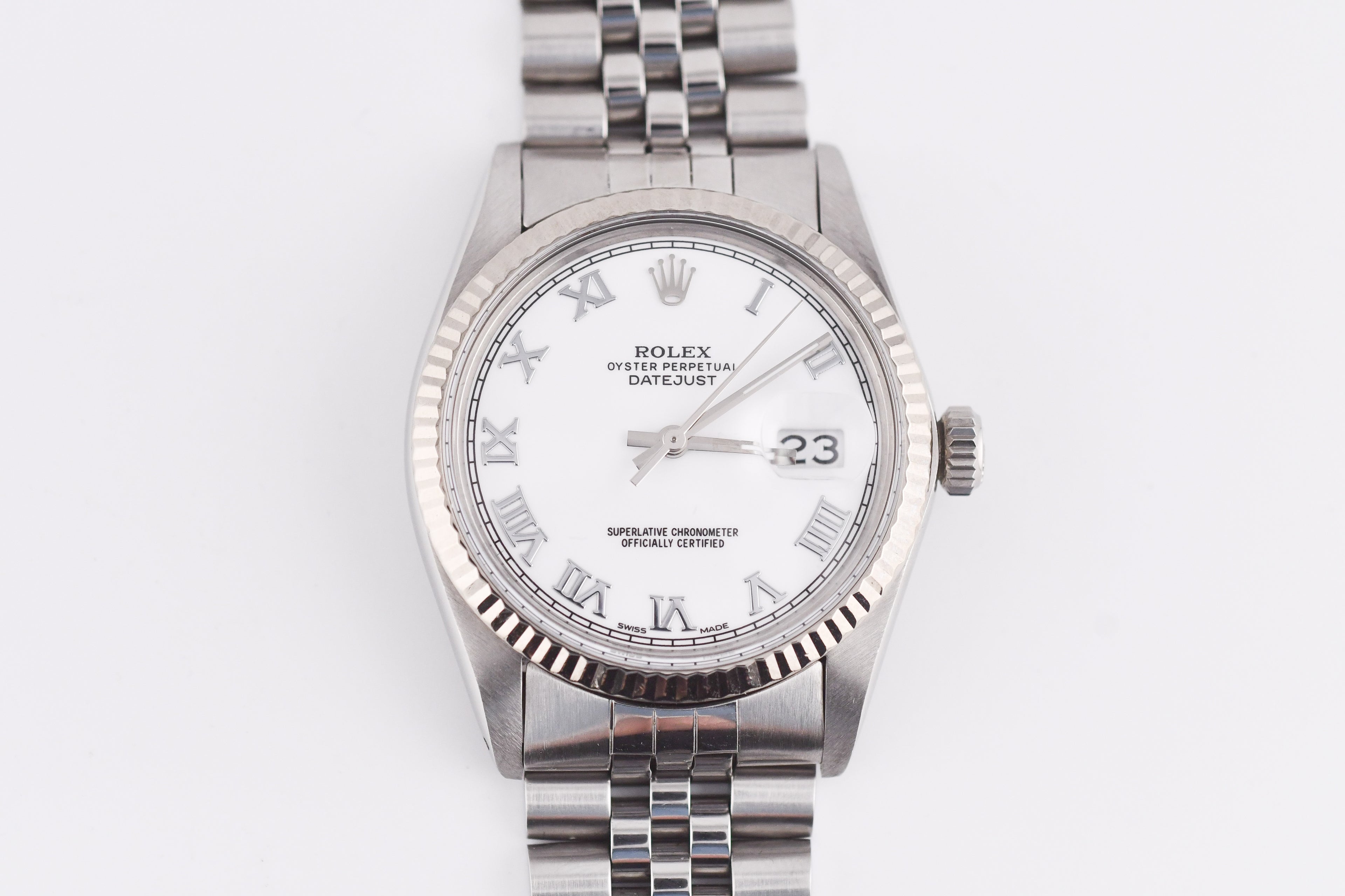 Rolex Datejust 36mm Ref 16014 Custom White Roman Dial